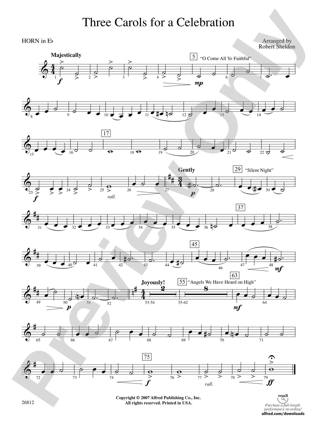 Three Carols for a Celebration: (wp) 1st Horn in E-flat
