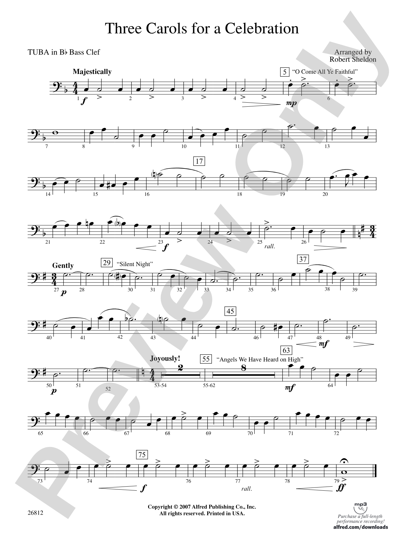 Three Carols for a Celebration: (wp) B-flat Tuba B.C.