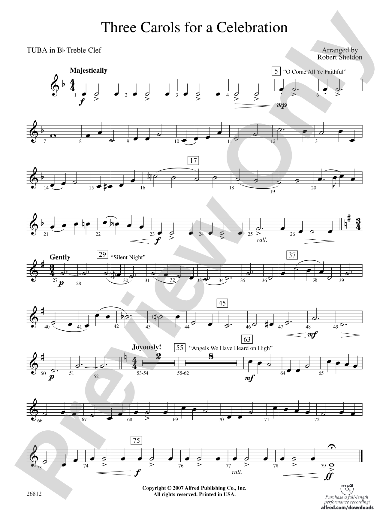 Three Carols for a Celebration: (wp) B-flat Tuba T.C.