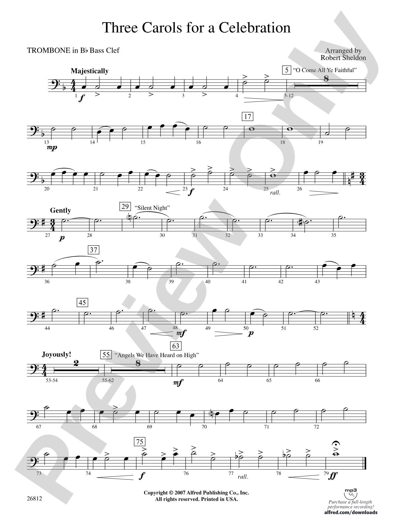 Three Carols for a Celebration: (wp) 1st B-flat Trombone B.C.