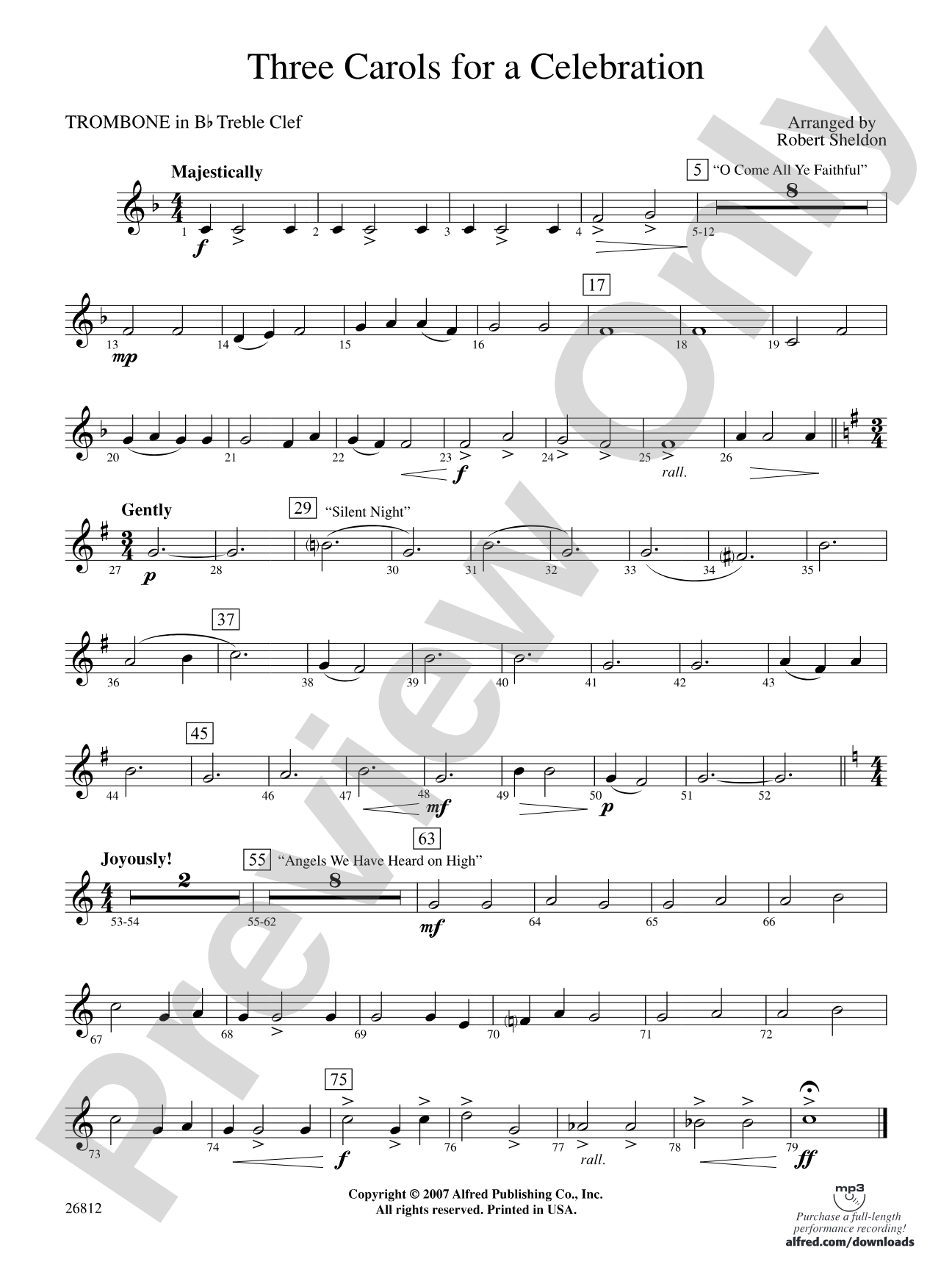Three Carols for a Celebration: (wp) 1st B-flat Trombone T.C.