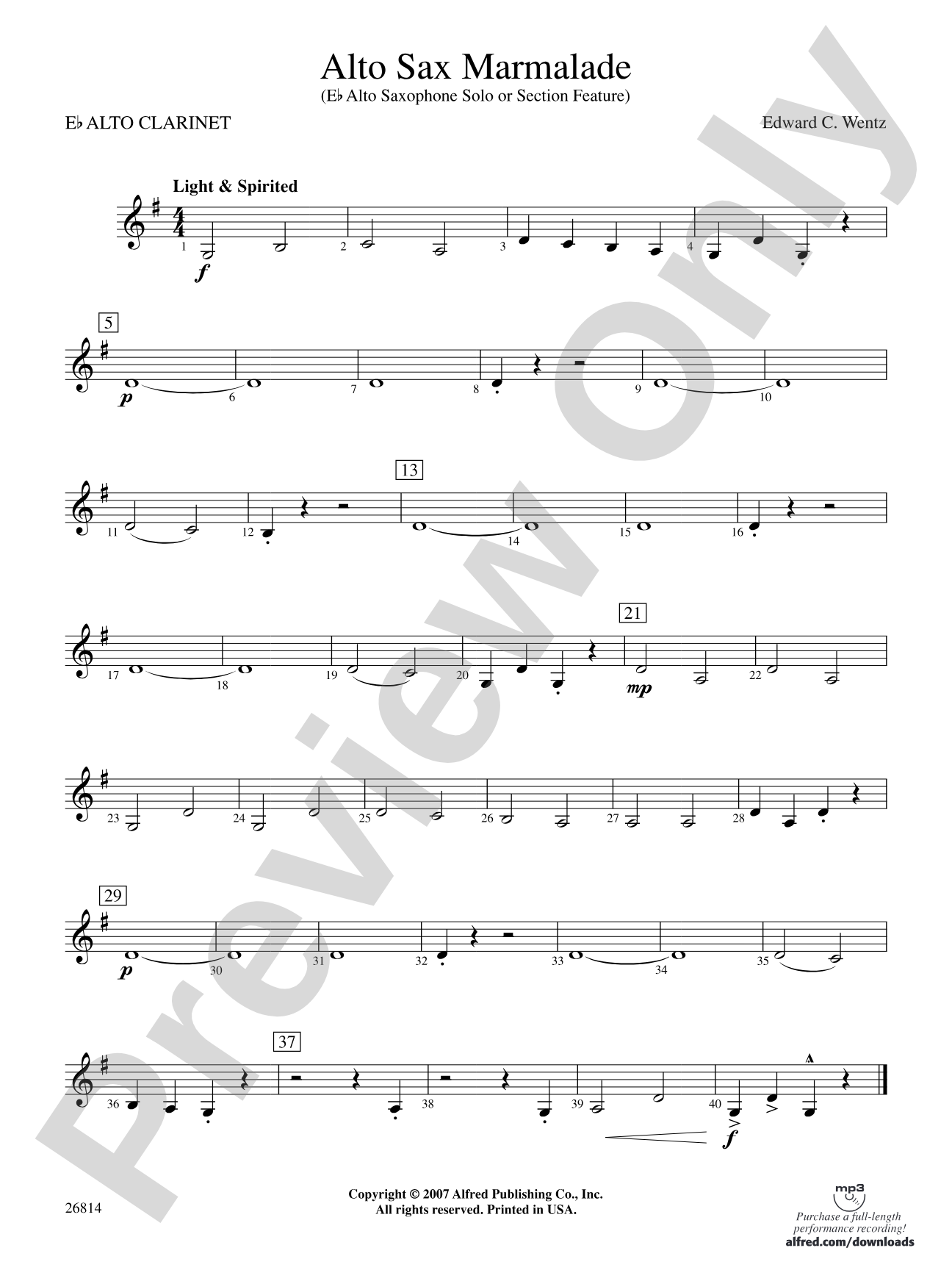 Alto Sax Marmalade: E-flat Alto Clarinet