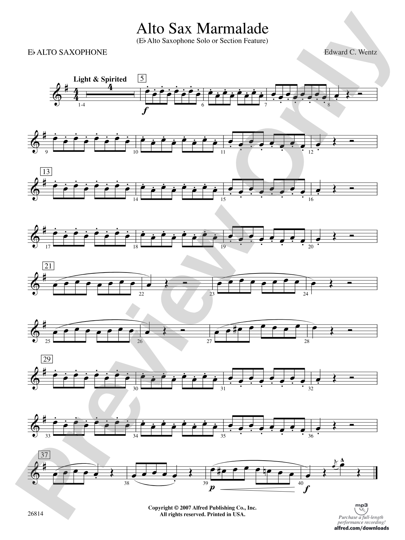 Alto Sax Marmalade: E-flat Alto Saxophone