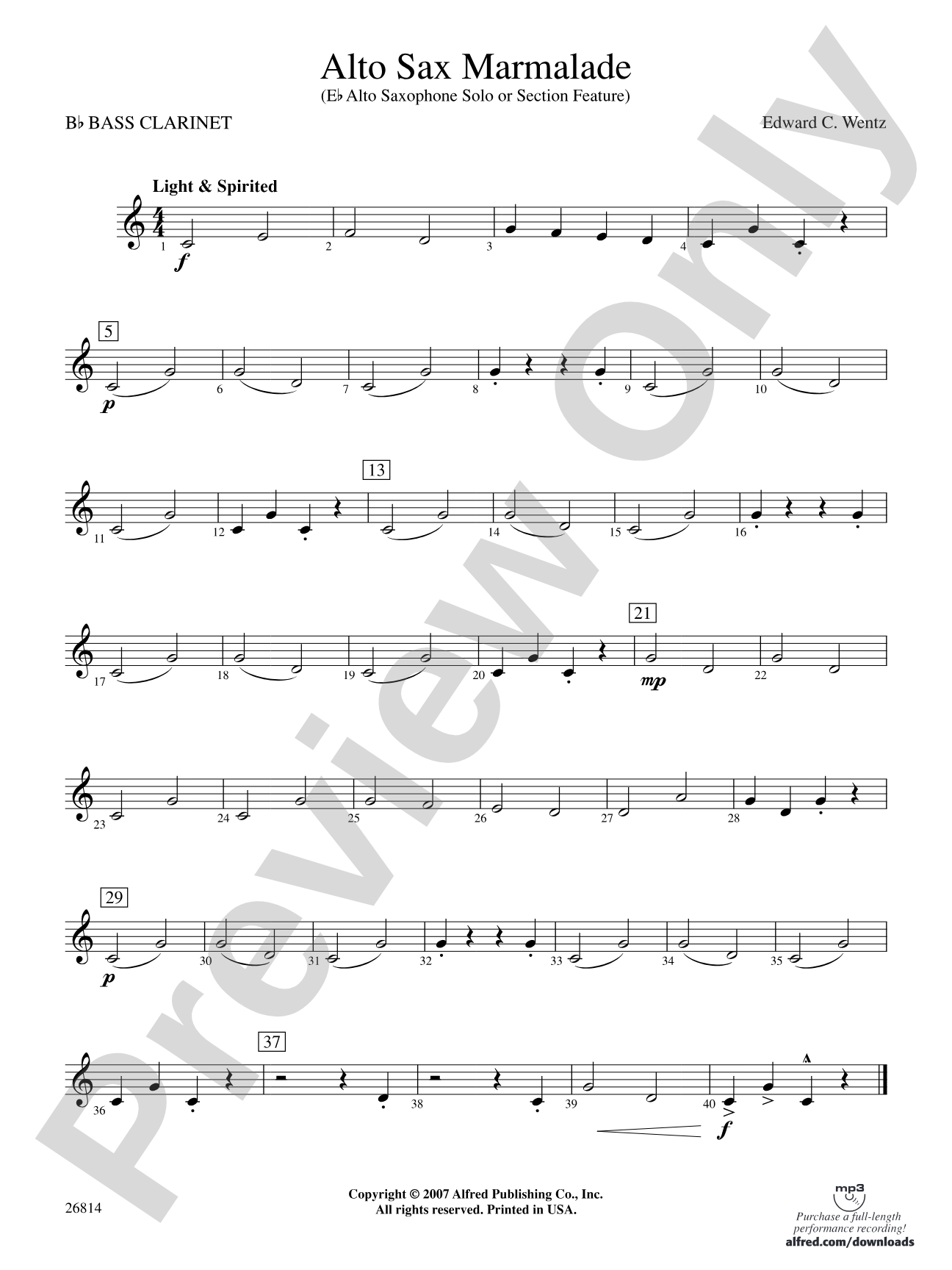 Alto Sax Marmalade: B-flat Bass Clarinet