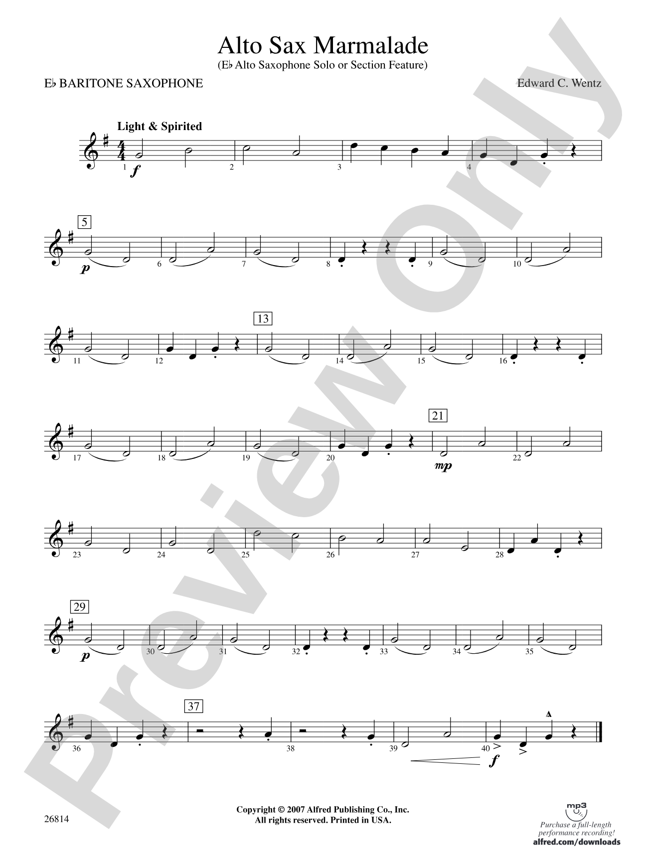 Alto Sax Marmalade: E-flat Baritone Saxophone
