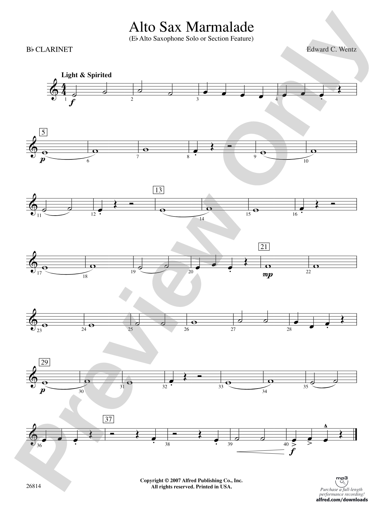 Alto Sax Marmalade: 1st B-flat Clarinet