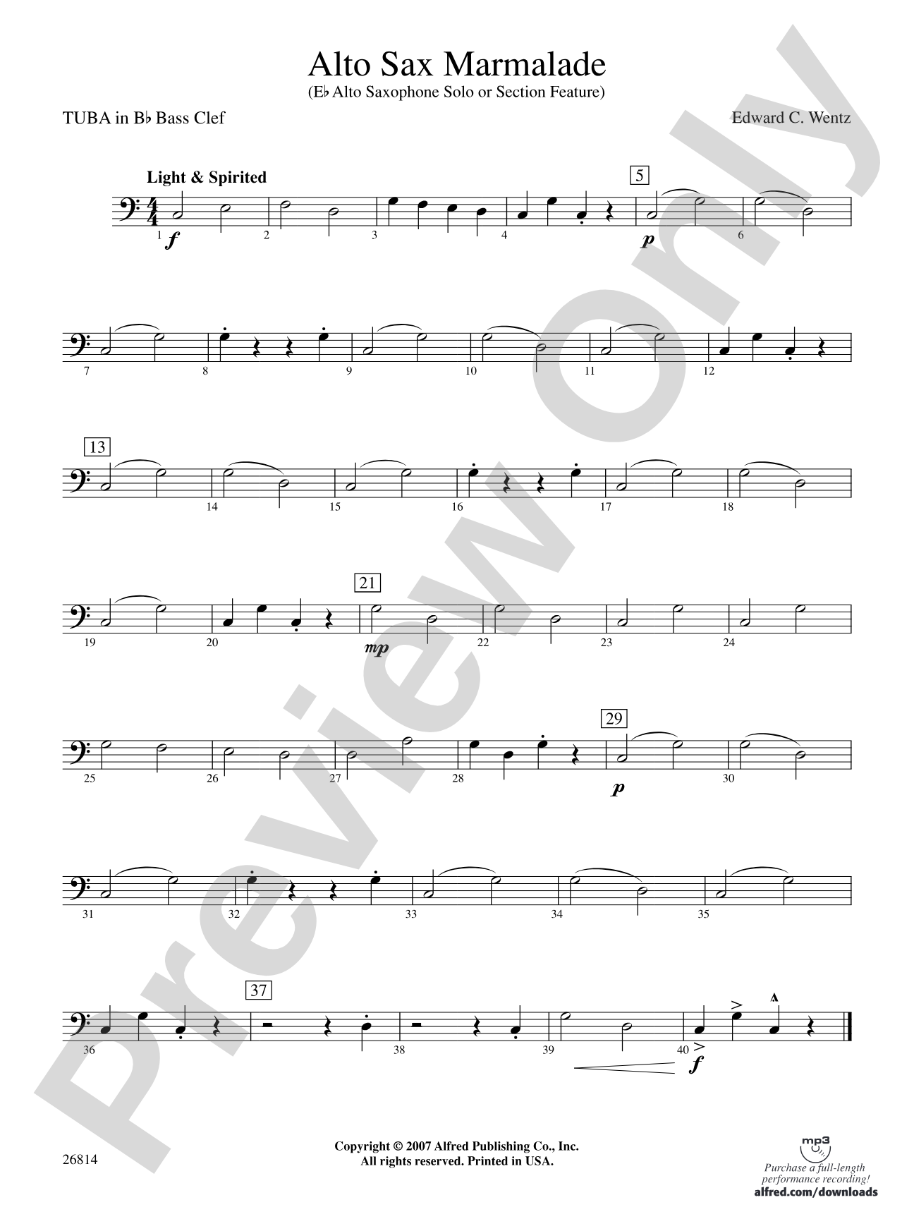 Alto Sax Marmalade: (wp) B-flat Tuba B.C.