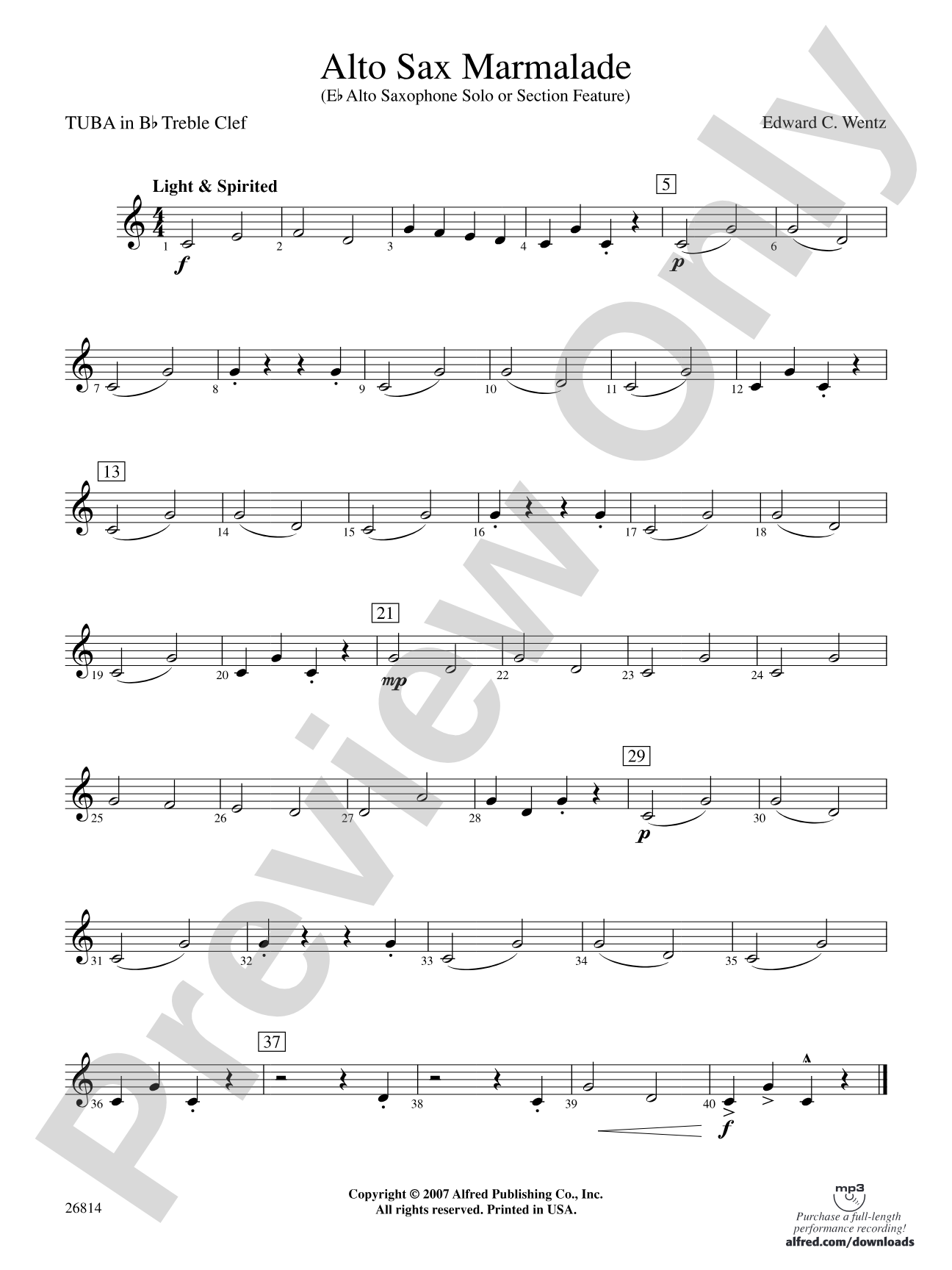 Alto Sax Marmalade: (wp) B-flat Tuba T.C.