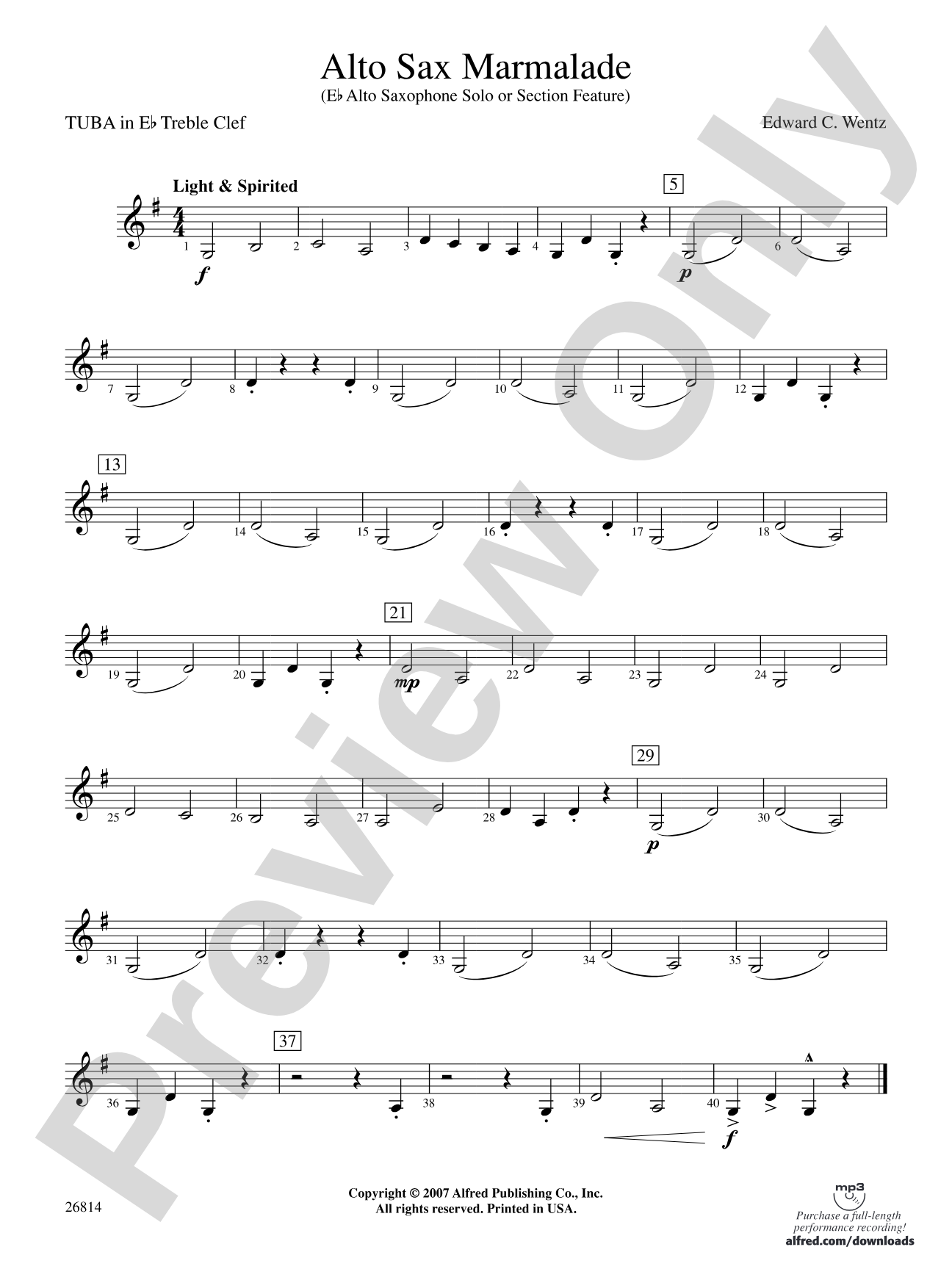 Alto Sax Marmalade: (wp) E-flat Tuba T.C.