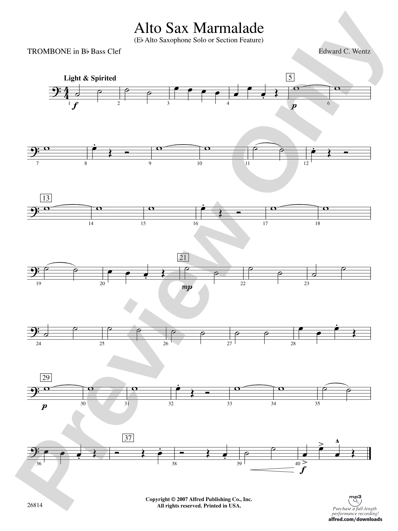 Alto Sax Marmalade: (wp) 1st B-flat Trombone B.C.