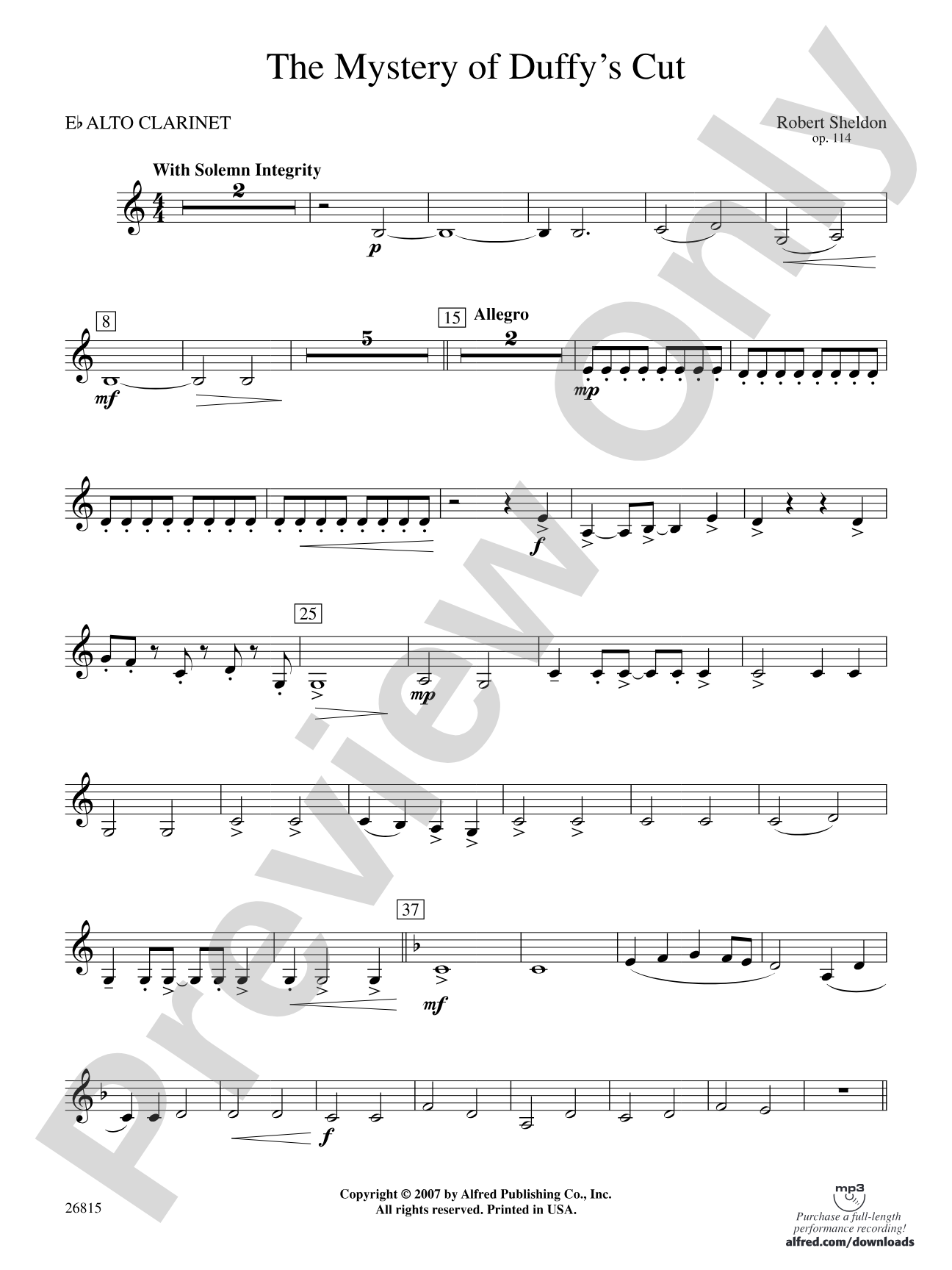The Mystery of Duffy's Cut: E-flat Alto Clarinet