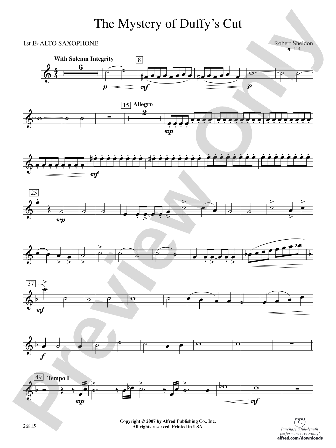 The Mystery of Duffy's Cut: E-flat Alto Saxophone