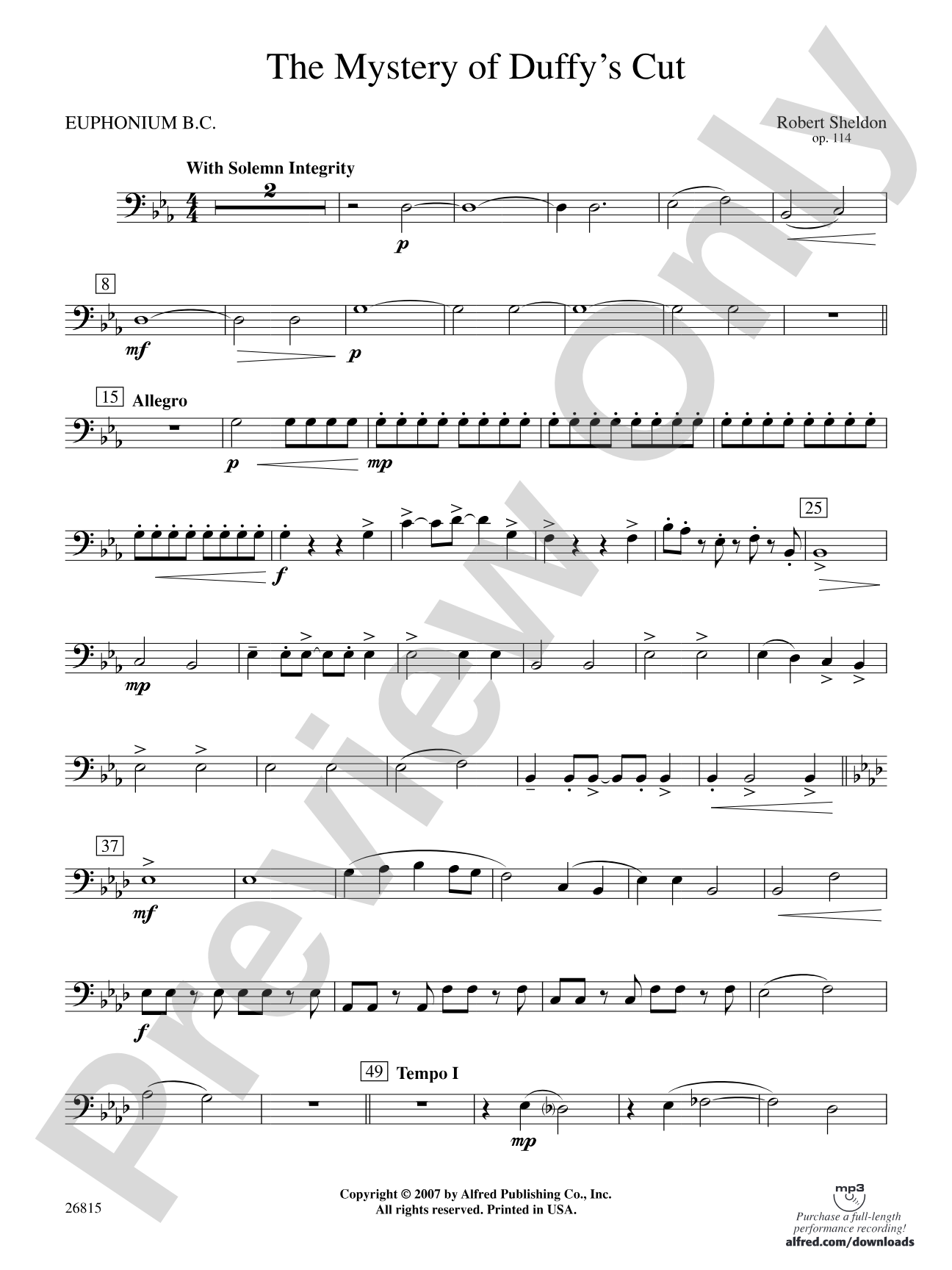 The Mystery of Duffy's Cut: Baritone B.C.