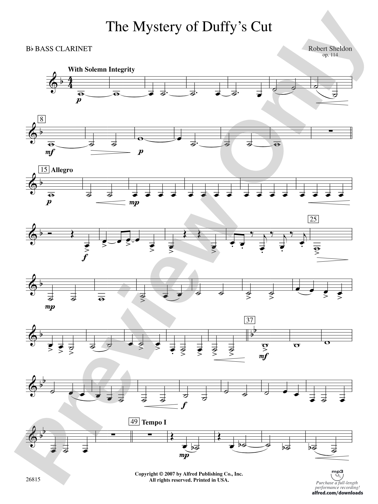 The Mystery of Duffy's Cut: B-flat Bass Clarinet