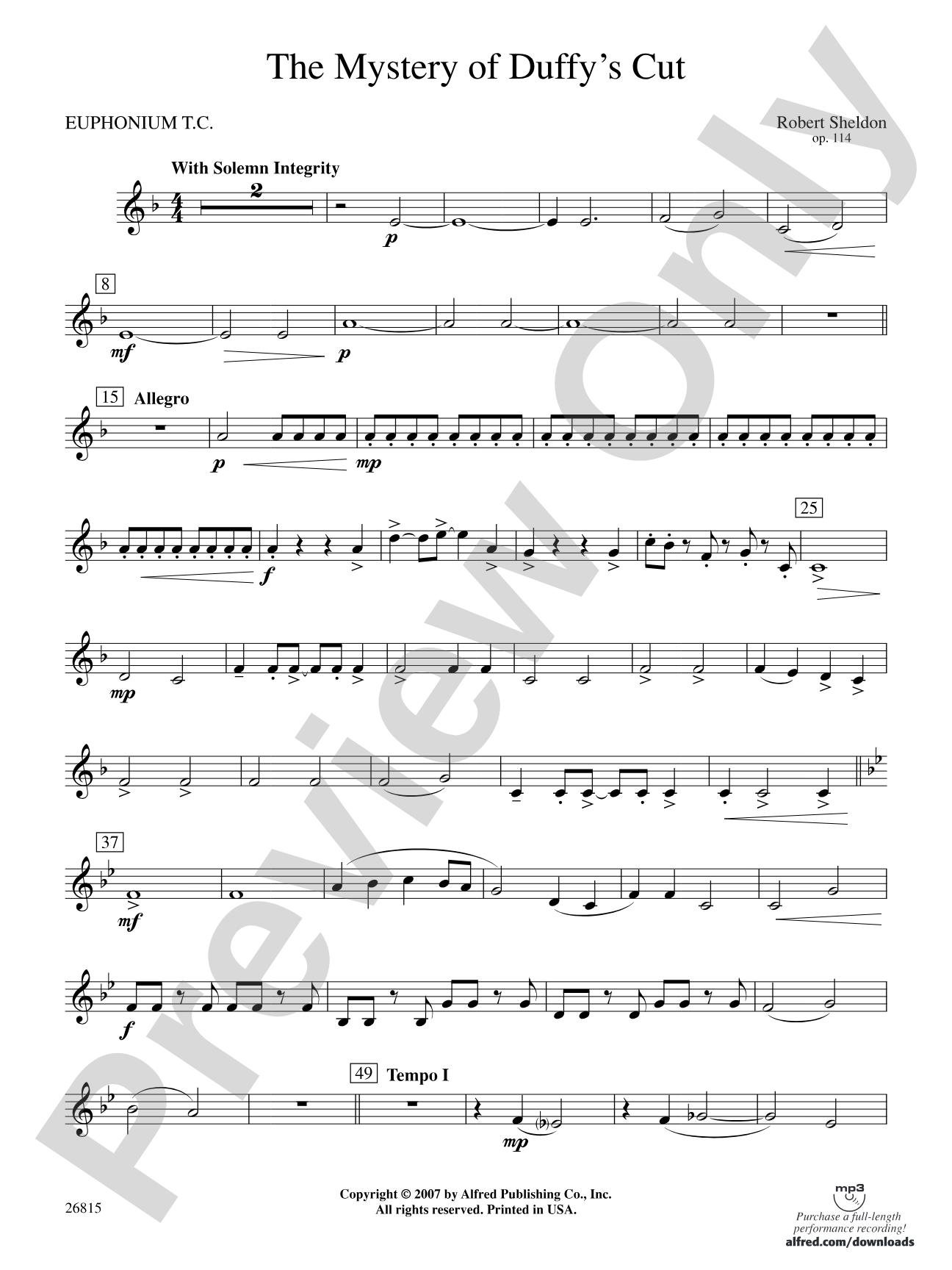 The Mystery of Duffy's Cut: Baritone T.C.
