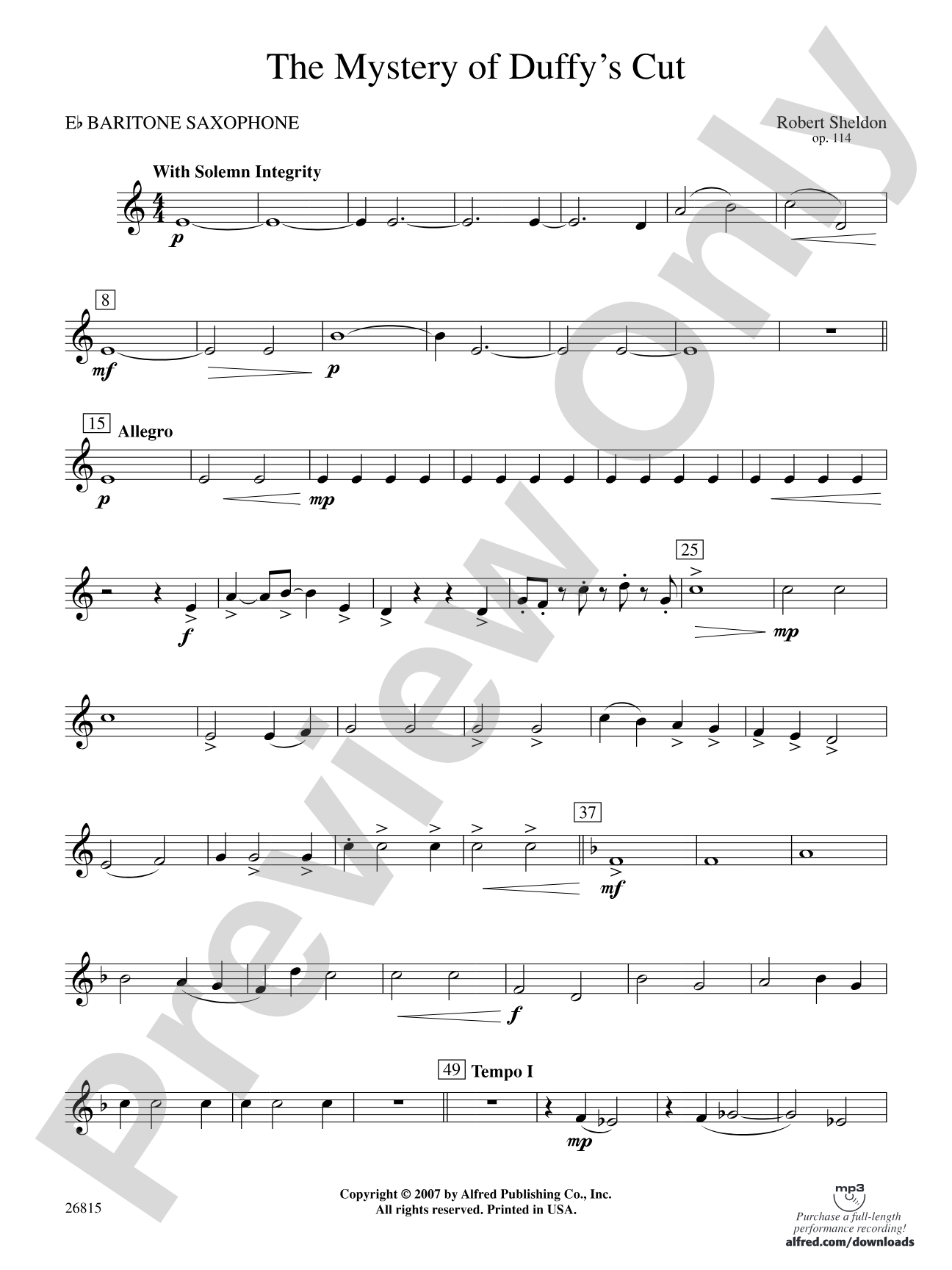 The Mystery of Duffy's Cut: E-flat Baritone Saxophone