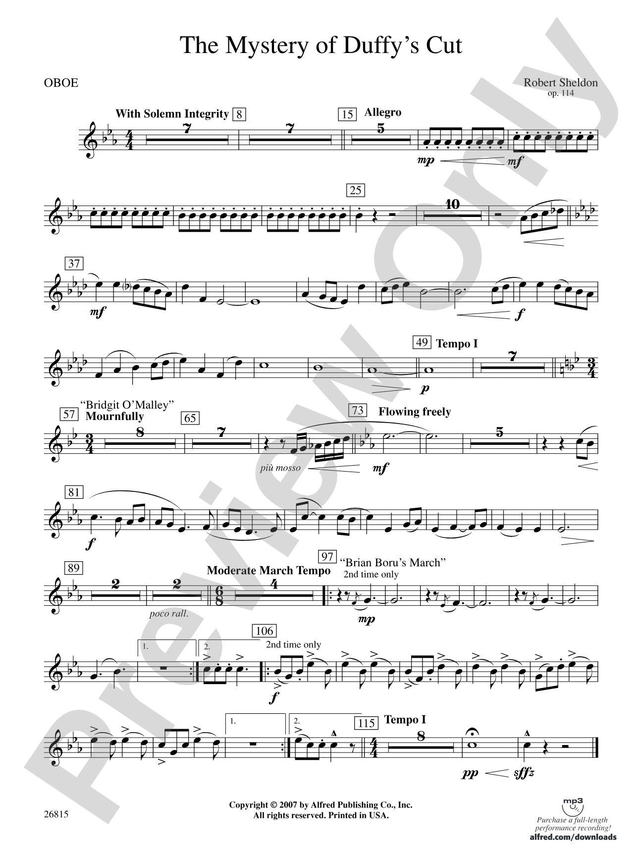 The Mystery of Duffy's Cut: Oboe