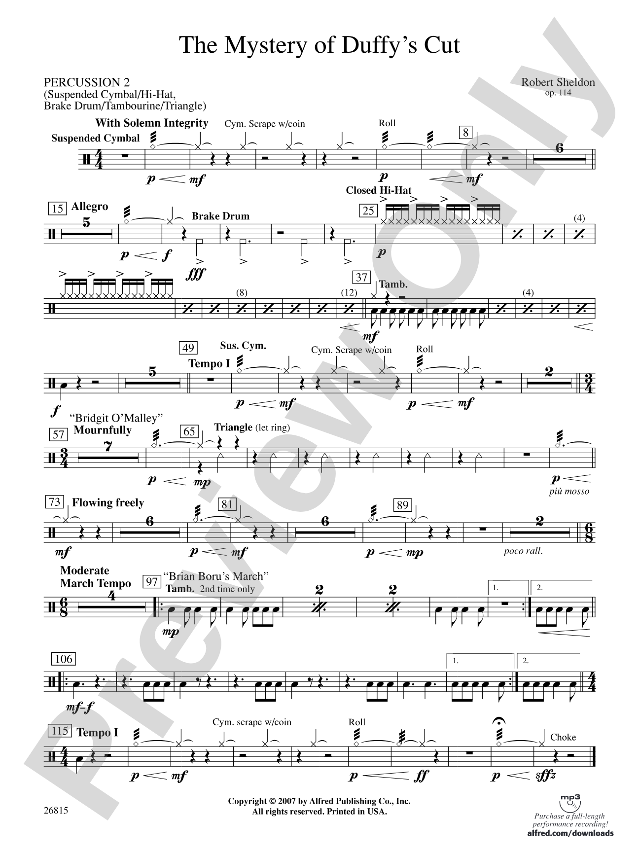 The Mystery of Duffy's Cut: 2nd Percussion