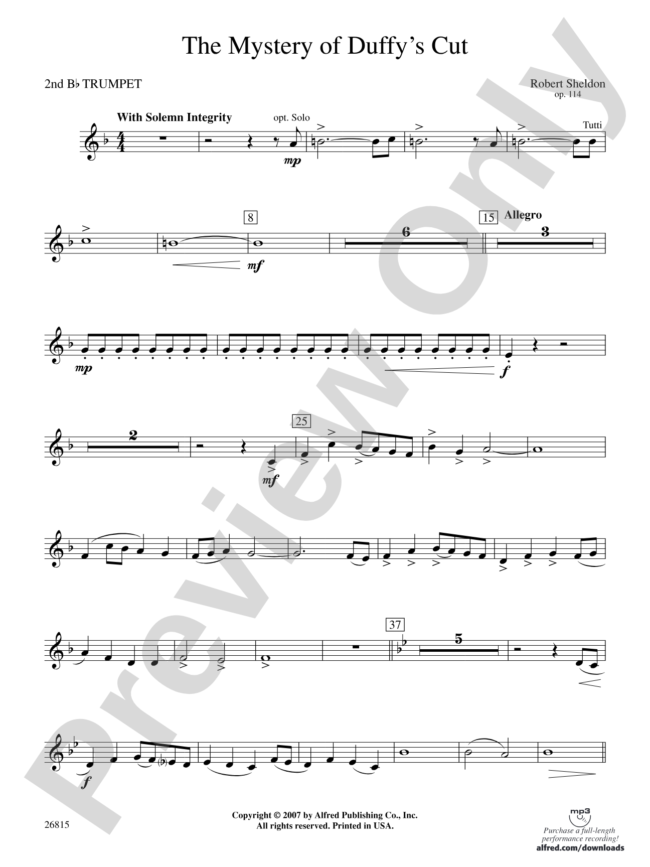 The Mystery of Duffy's Cut: 2nd B-flat Trumpet