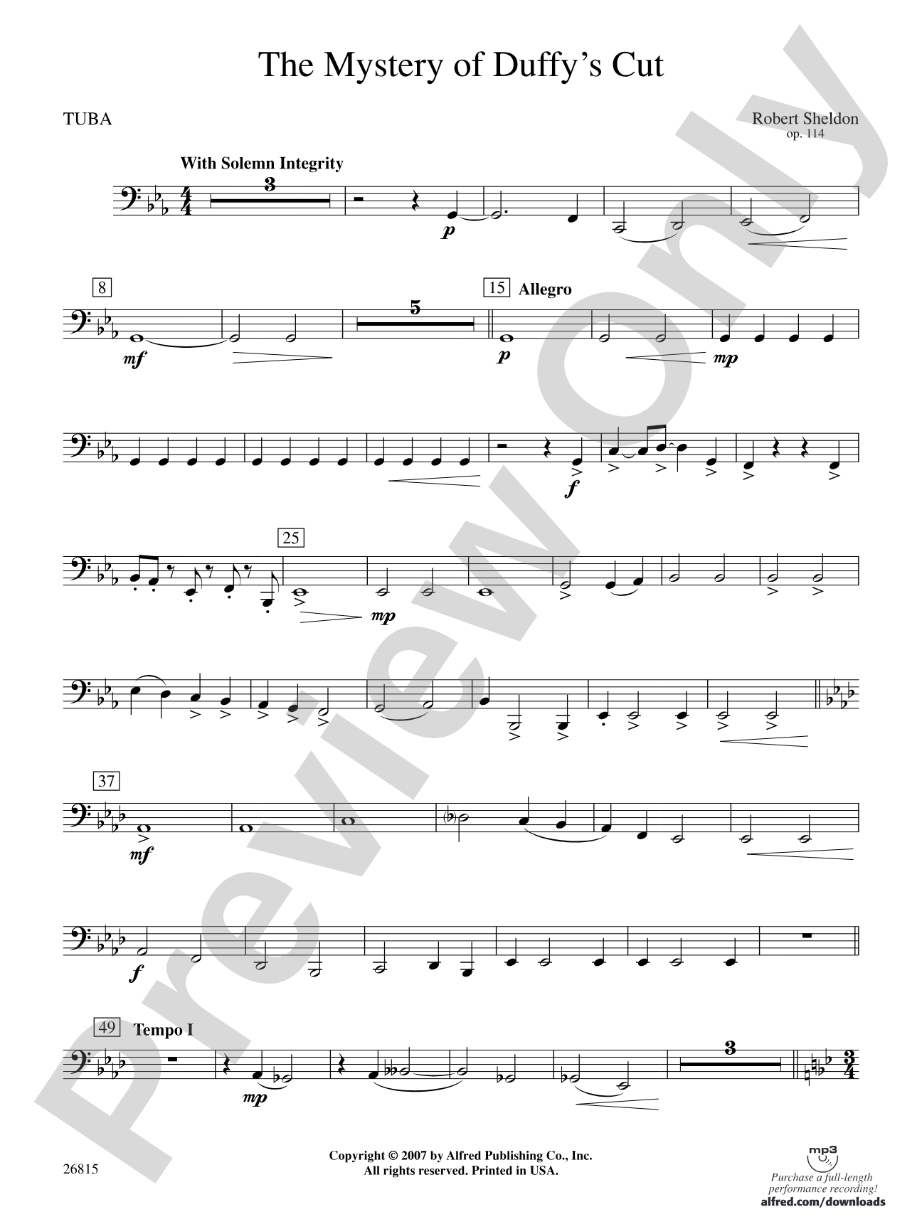 The Mystery of Duffy's Cut: Tuba