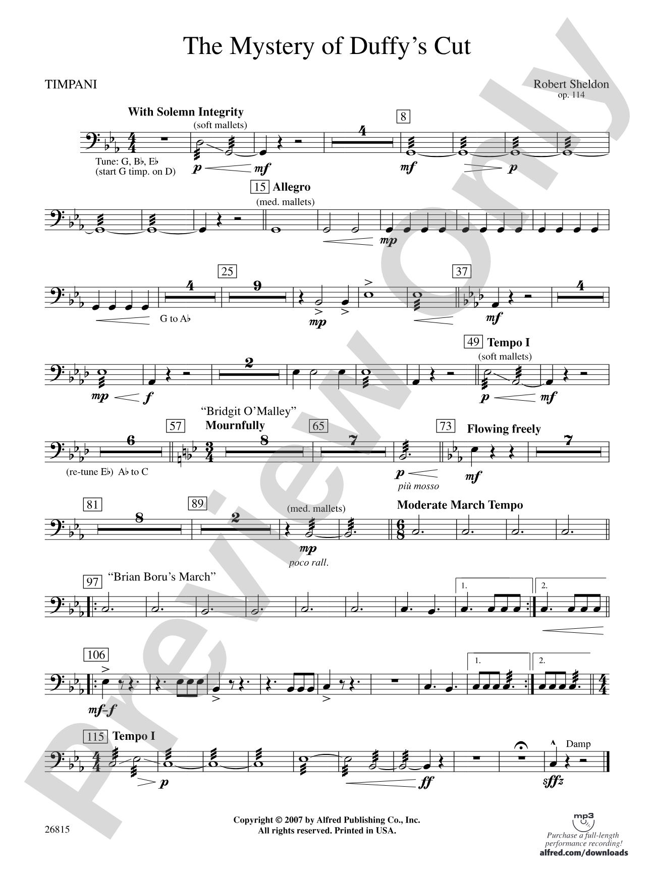 The Mystery of Duffy's Cut: Timpani