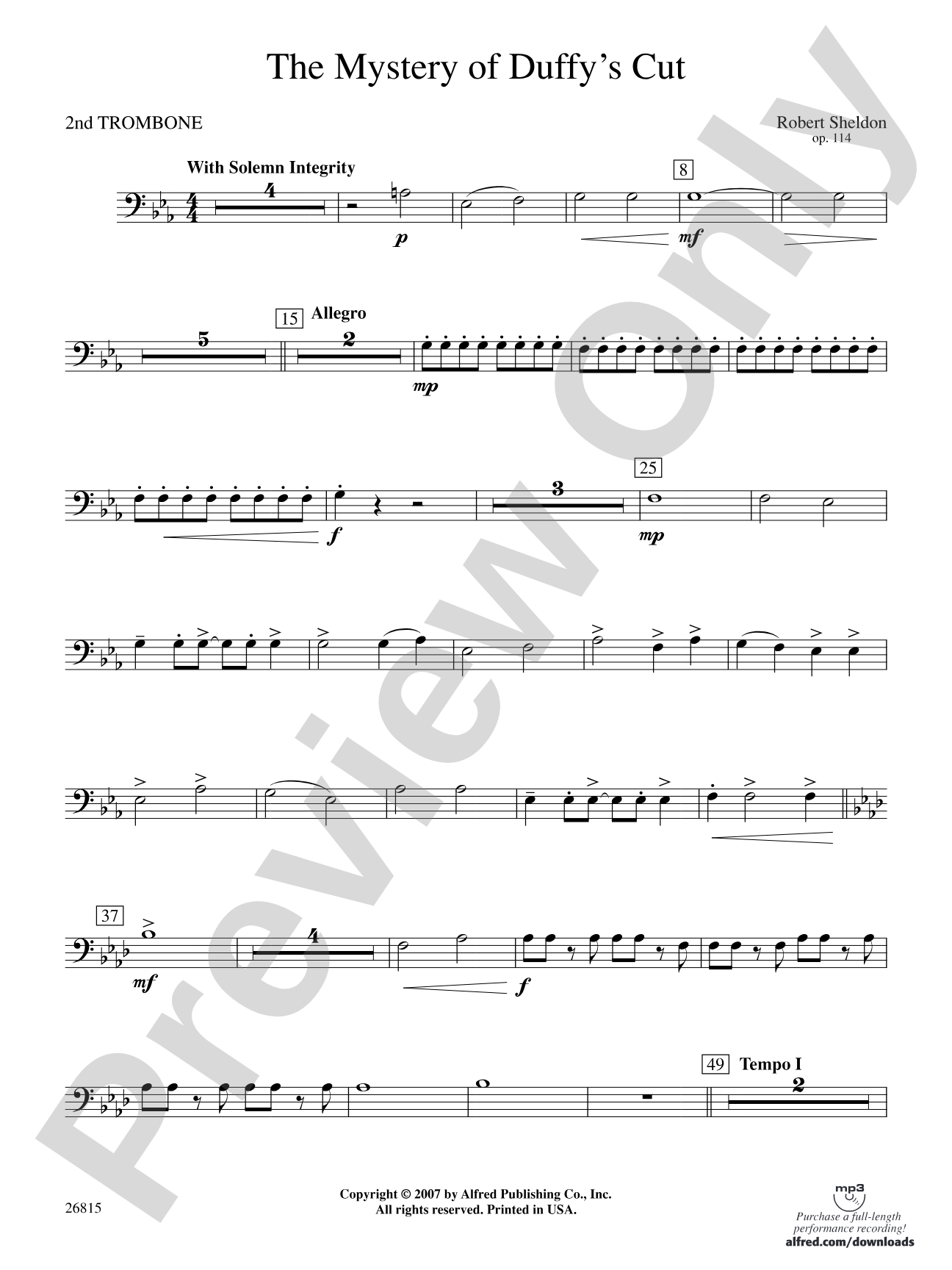 The Mystery of Duffy's Cut: 2nd Trombone