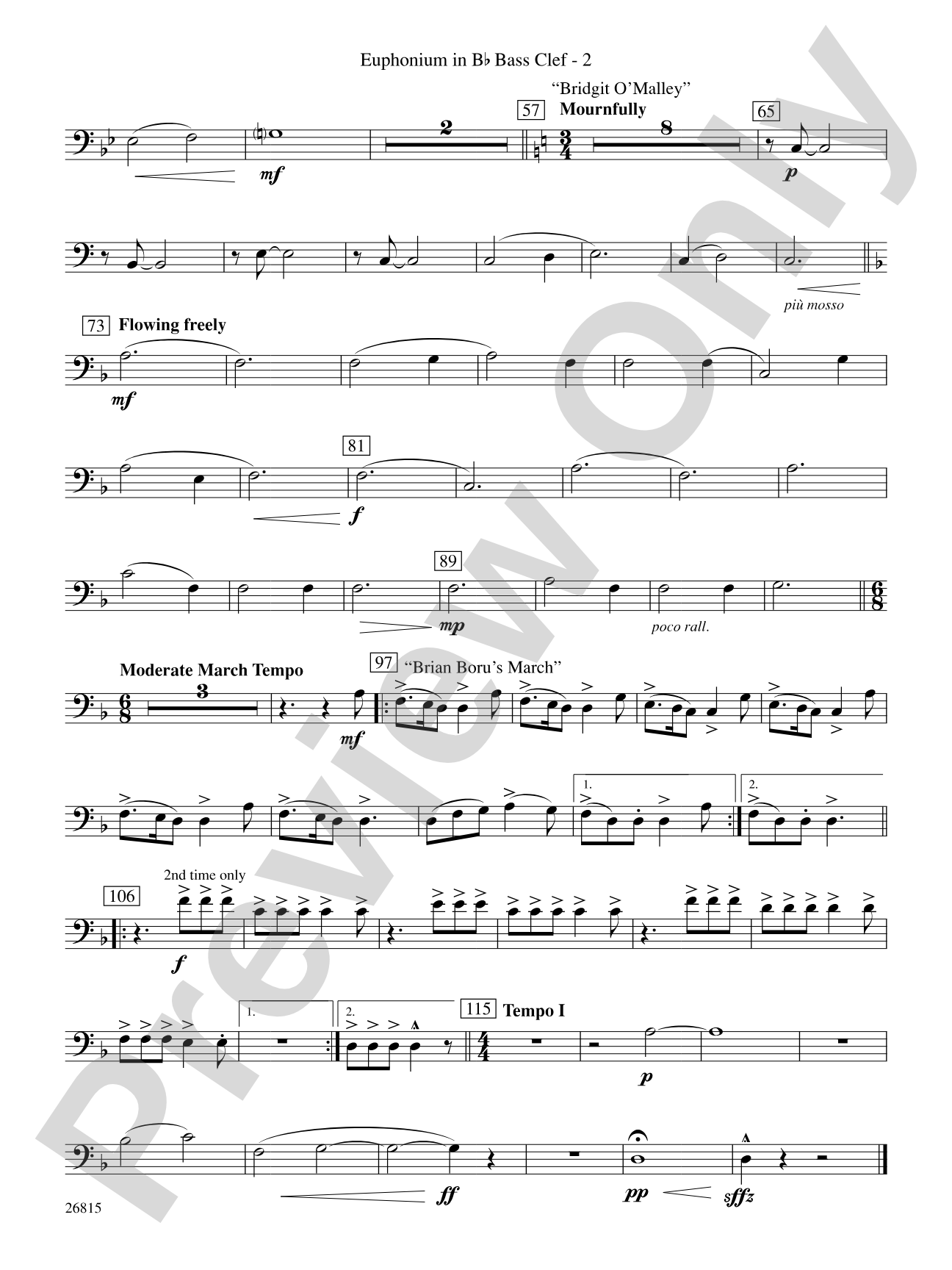 The Mystery of Duffy's Cut: (wp) B-flat Baritone B.C.