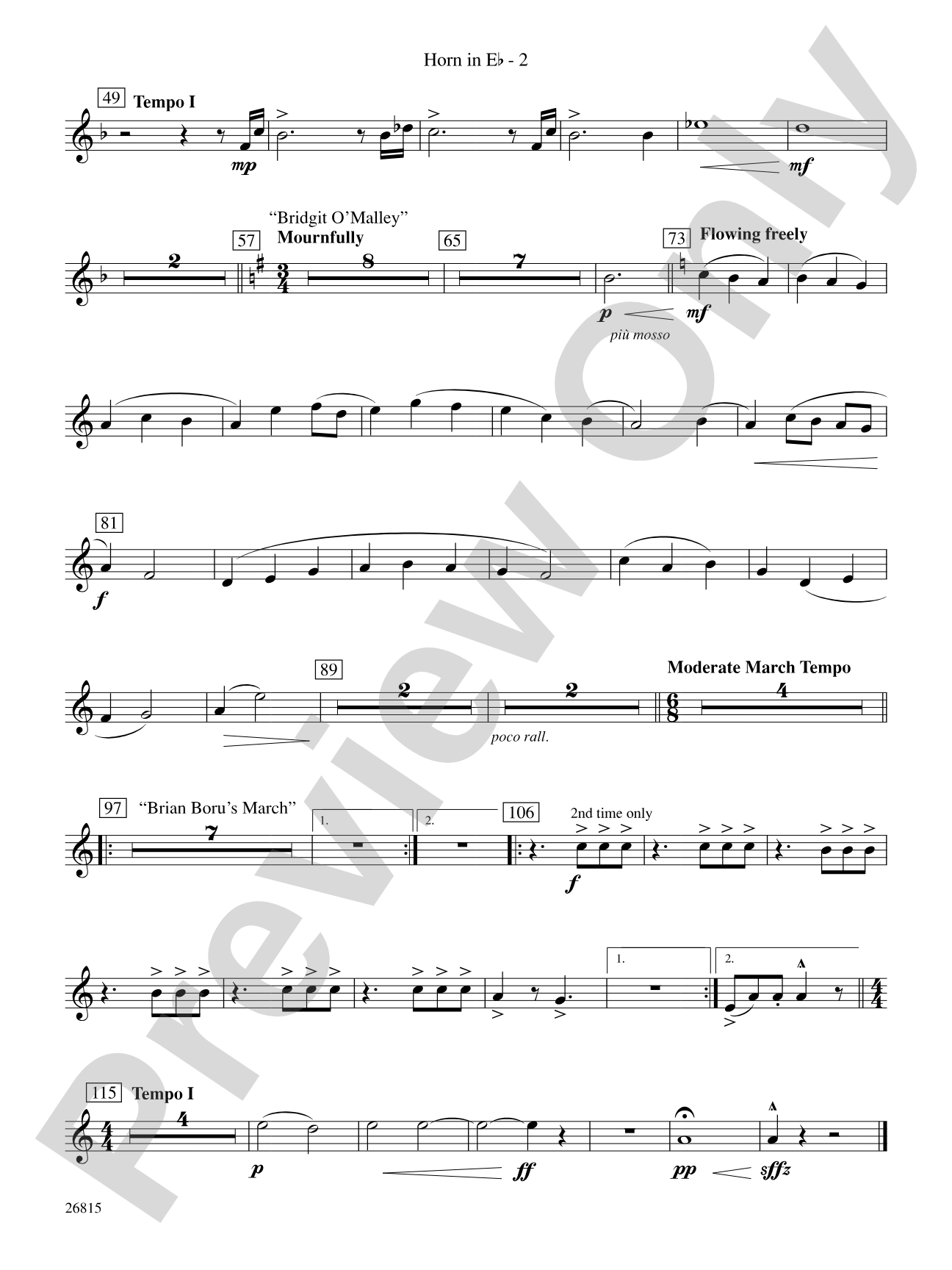The Mystery of Duffy's Cut: (wp) 1st Horn in E-flat