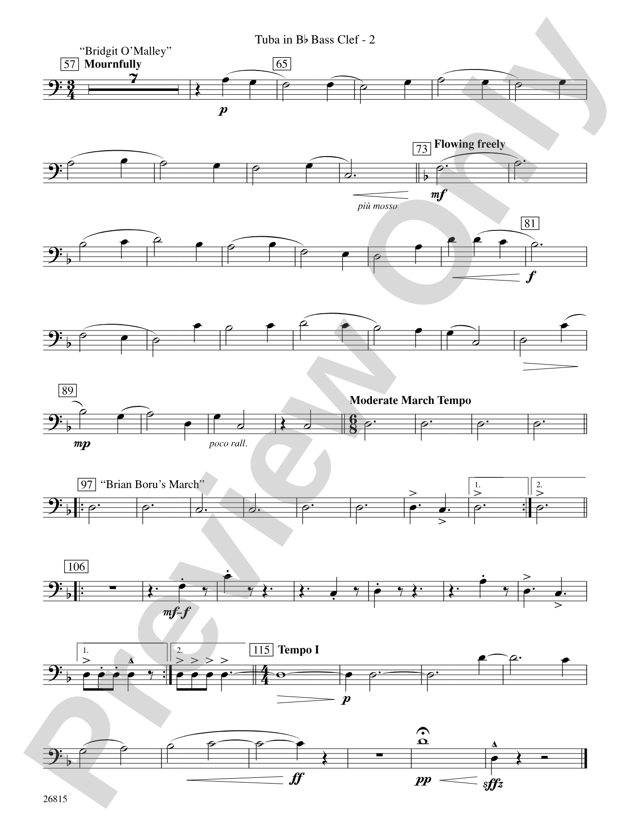 The Mystery of Duffy's Cut: (wp) B-flat Tuba B.C.