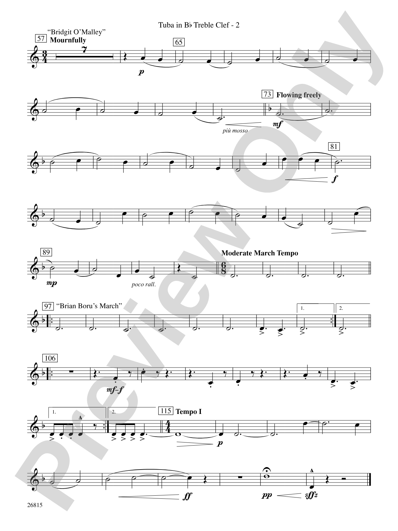 The Mystery of Duffy's Cut: (wp) B-flat Tuba T.C.