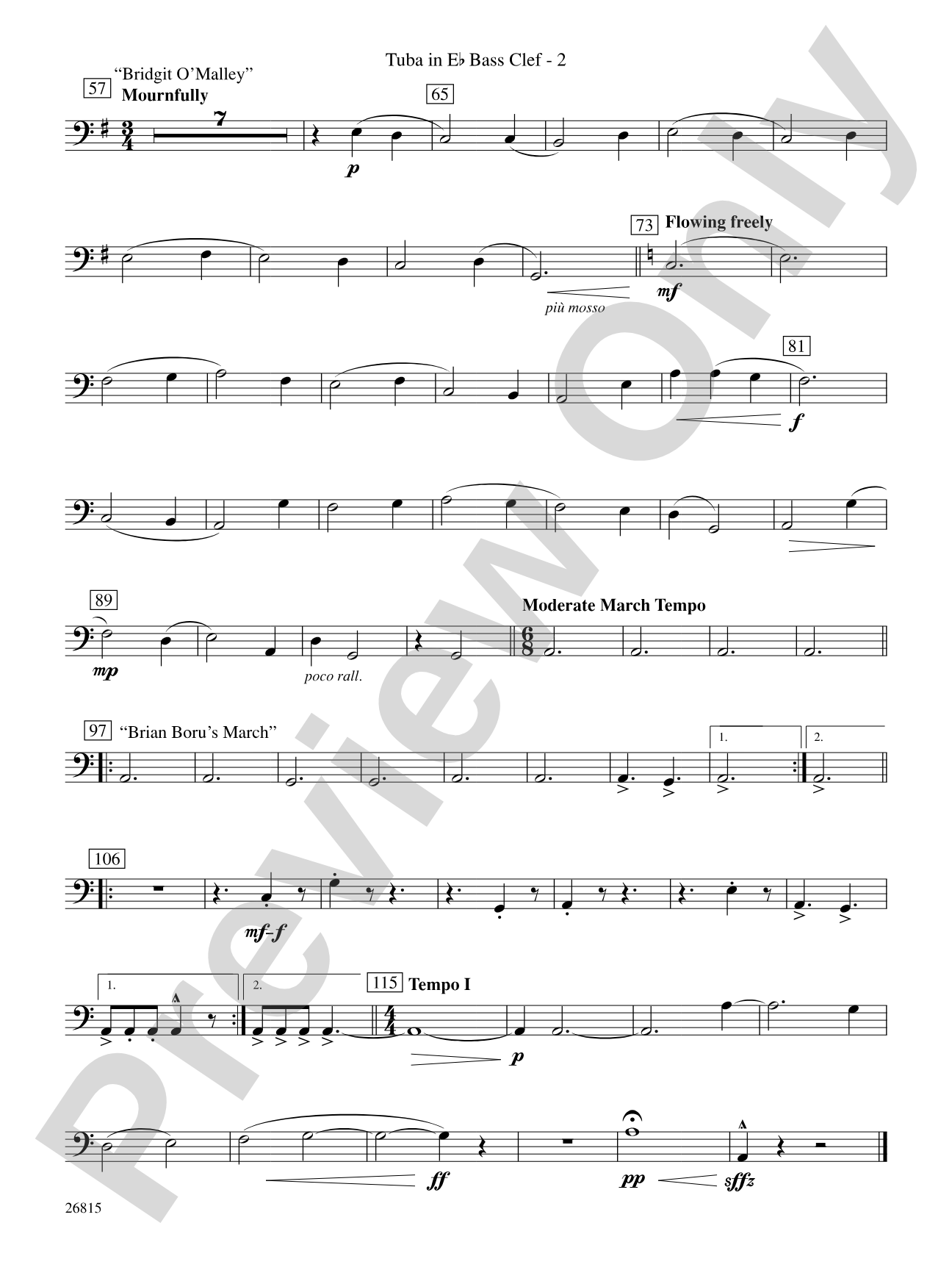 The Mystery of Duffy's Cut: (wp) E-flat Tuba B.C.