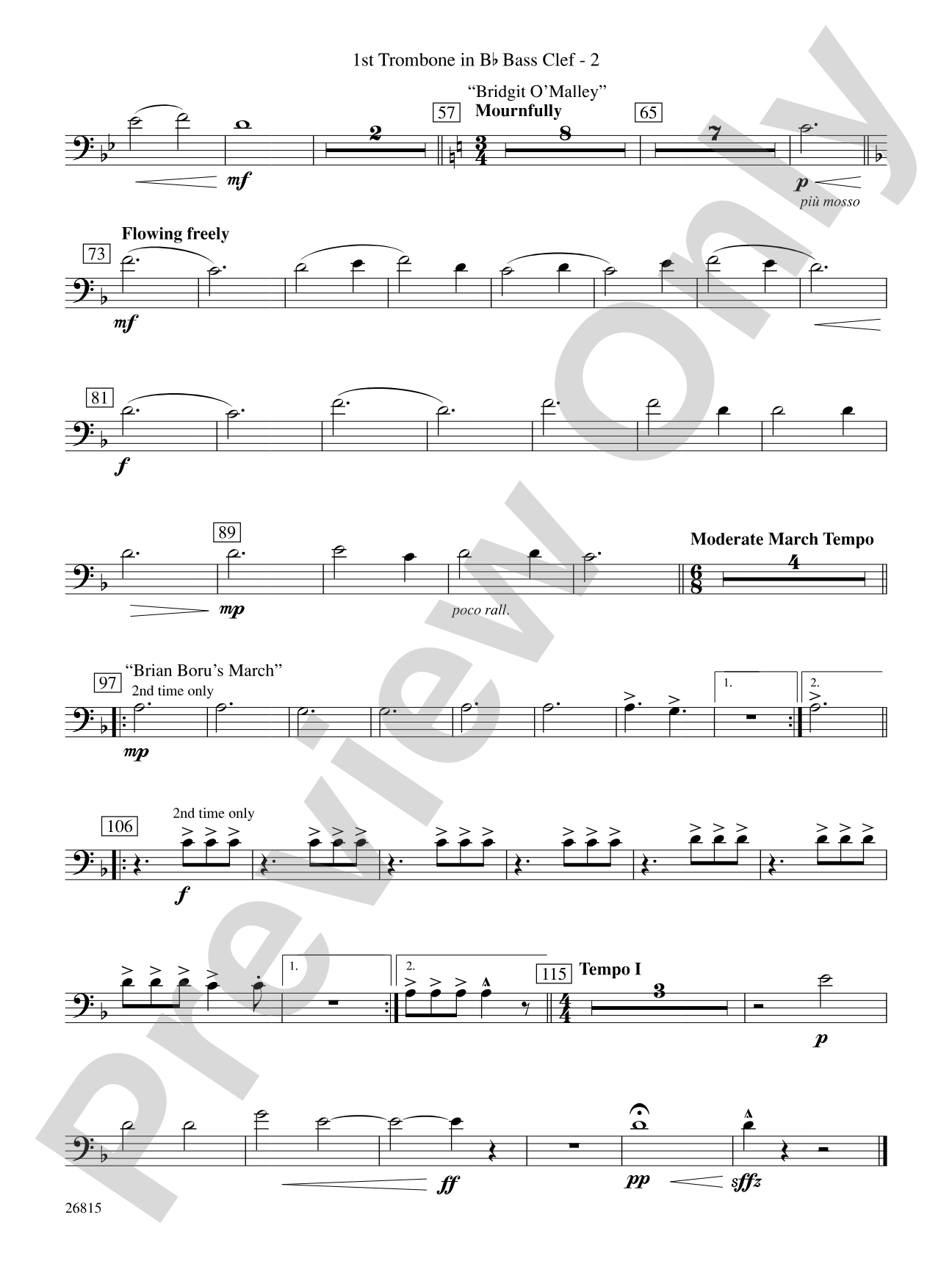 The Mystery of Duffy's Cut: (wp) 1st B-flat Trombone B.C.