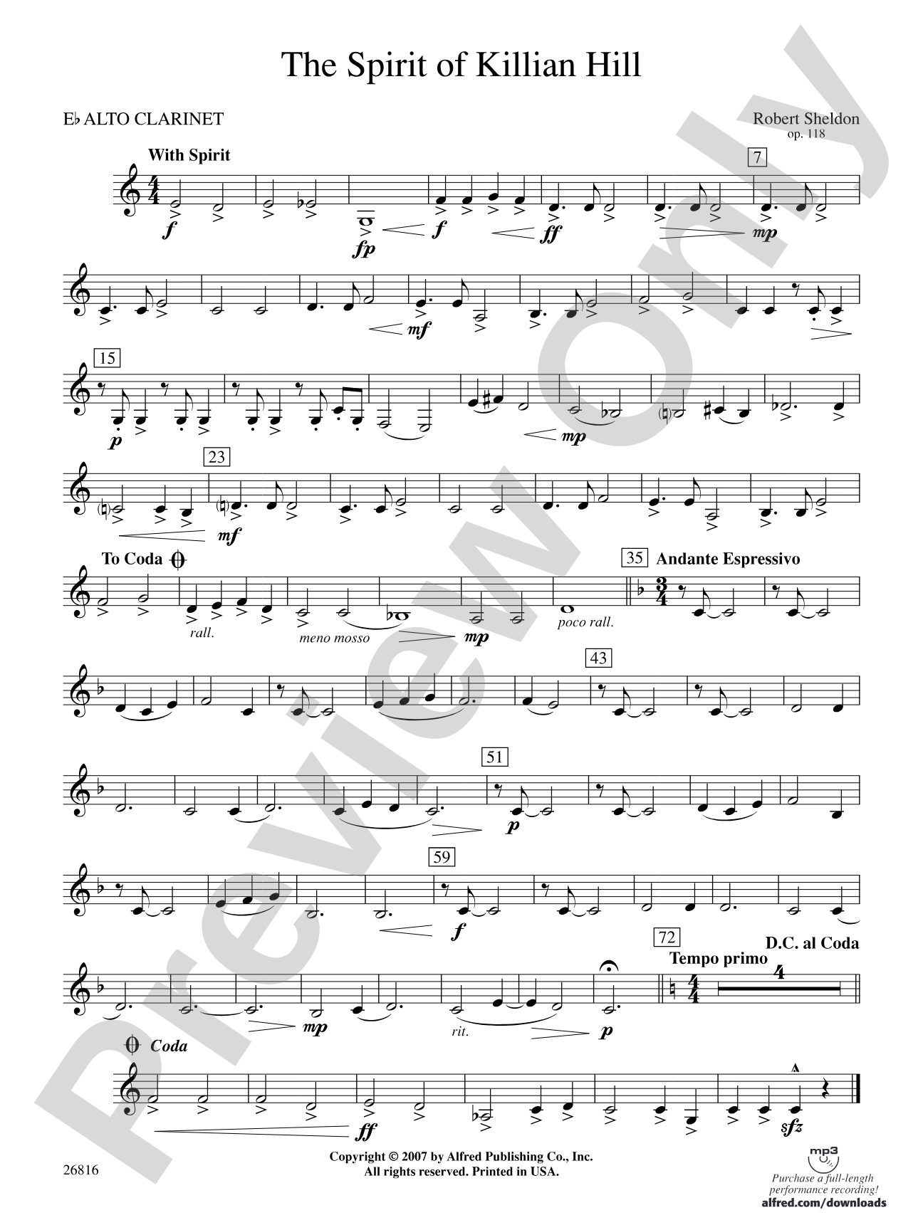 The Spirit of Killian Hill: E-flat Alto Clarinet