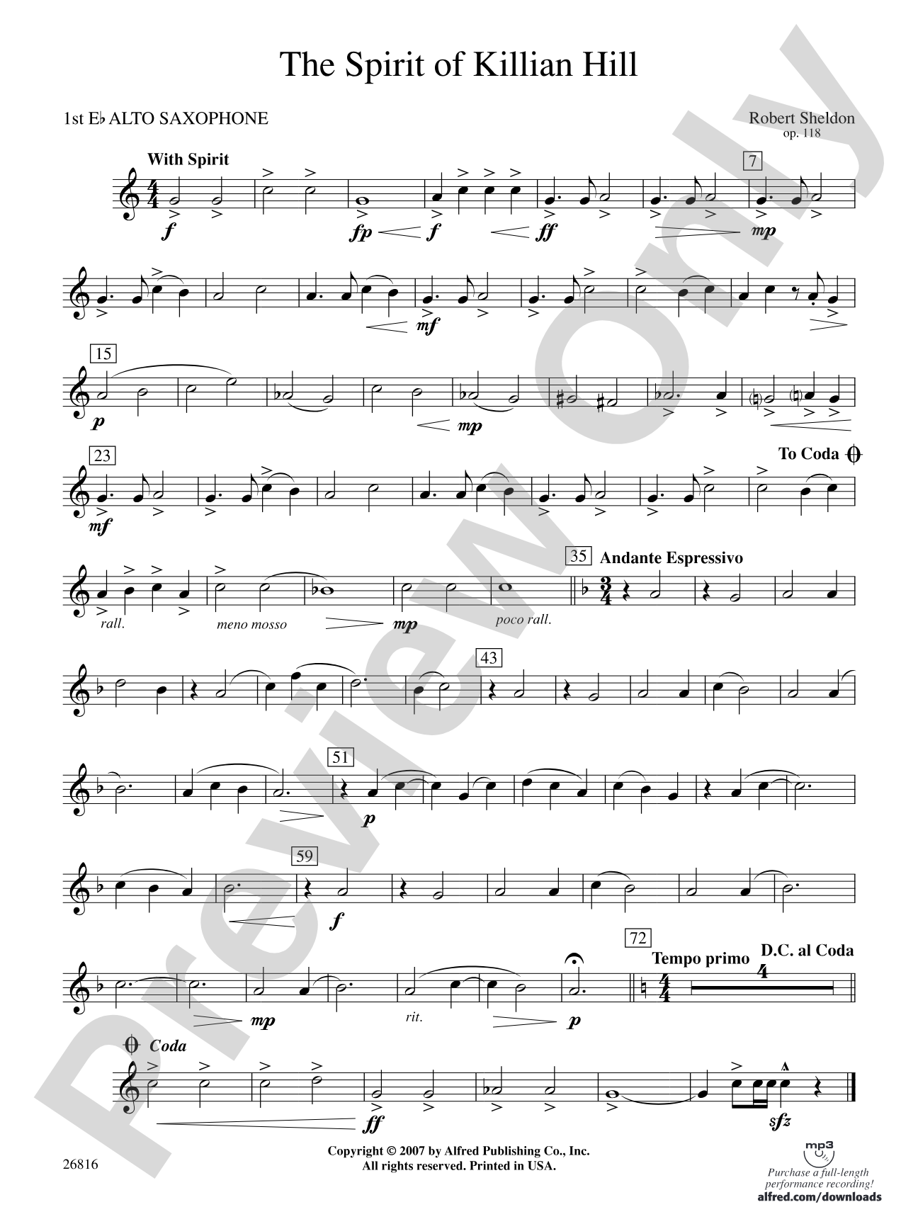 The Spirit of Killian Hill: E-flat Alto Saxophone