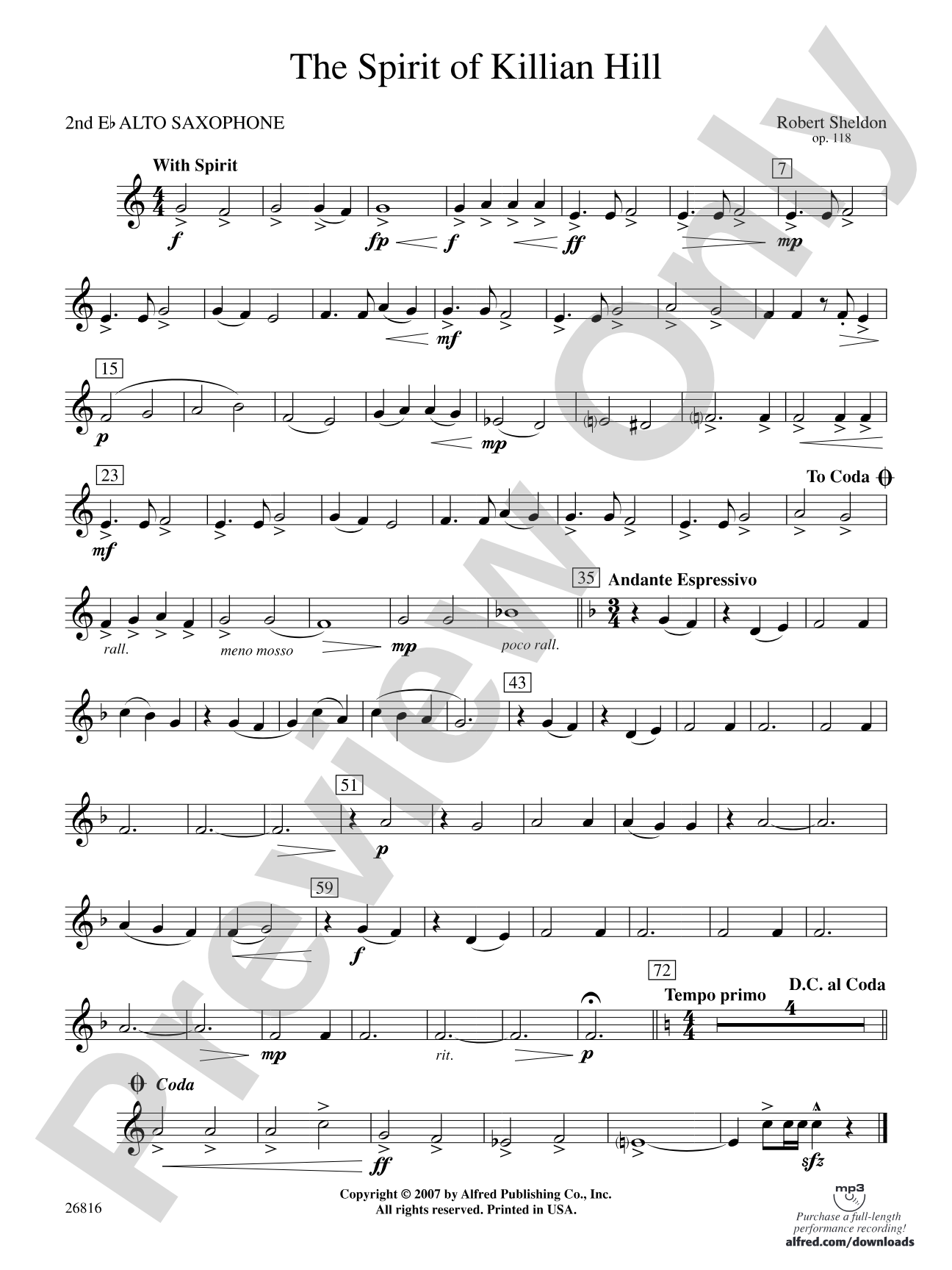 The Spirit of Killian Hill: 2nd E-flat Alto Saxophone