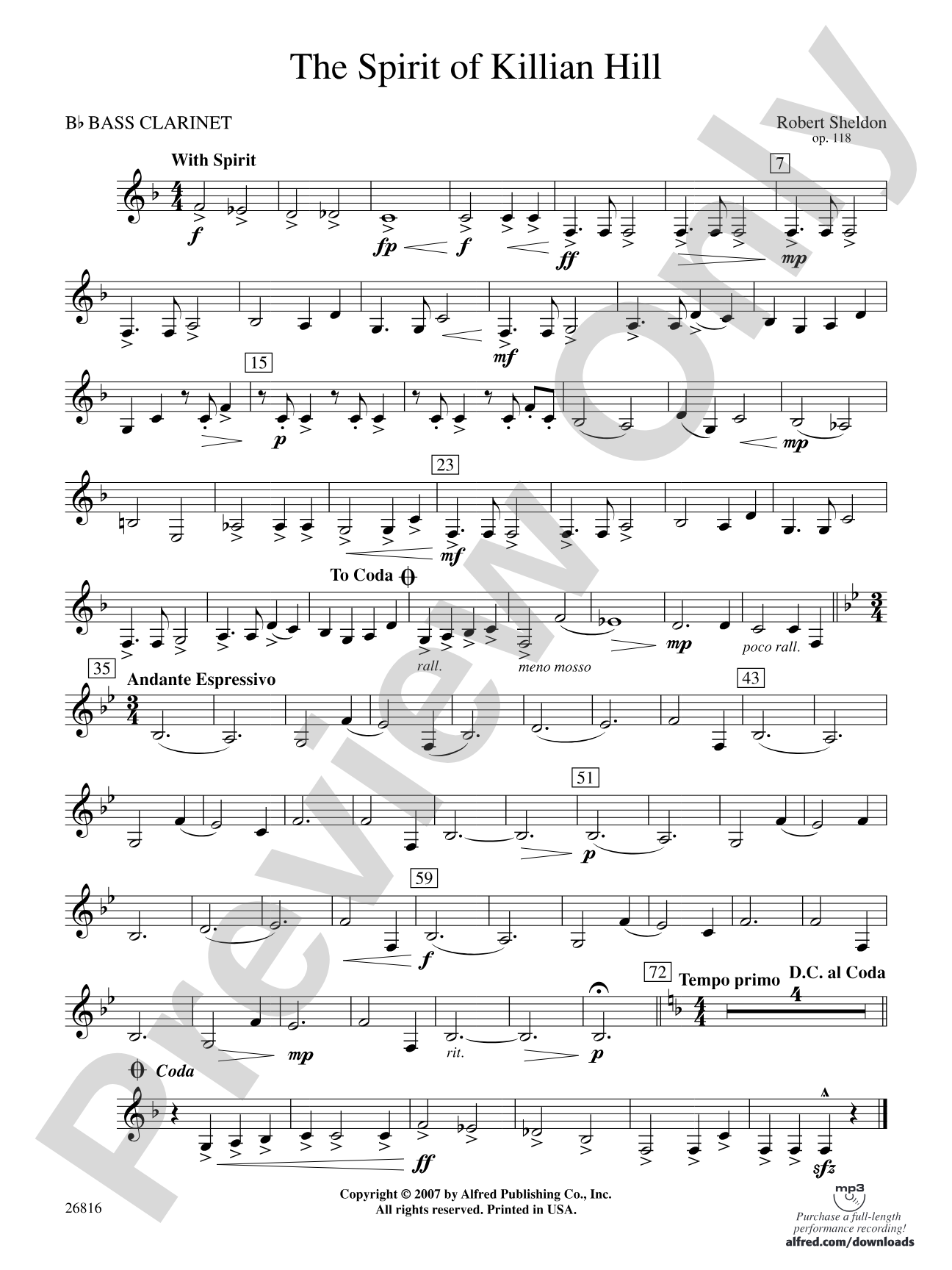 The Spirit of Killian Hill: B-flat Bass Clarinet