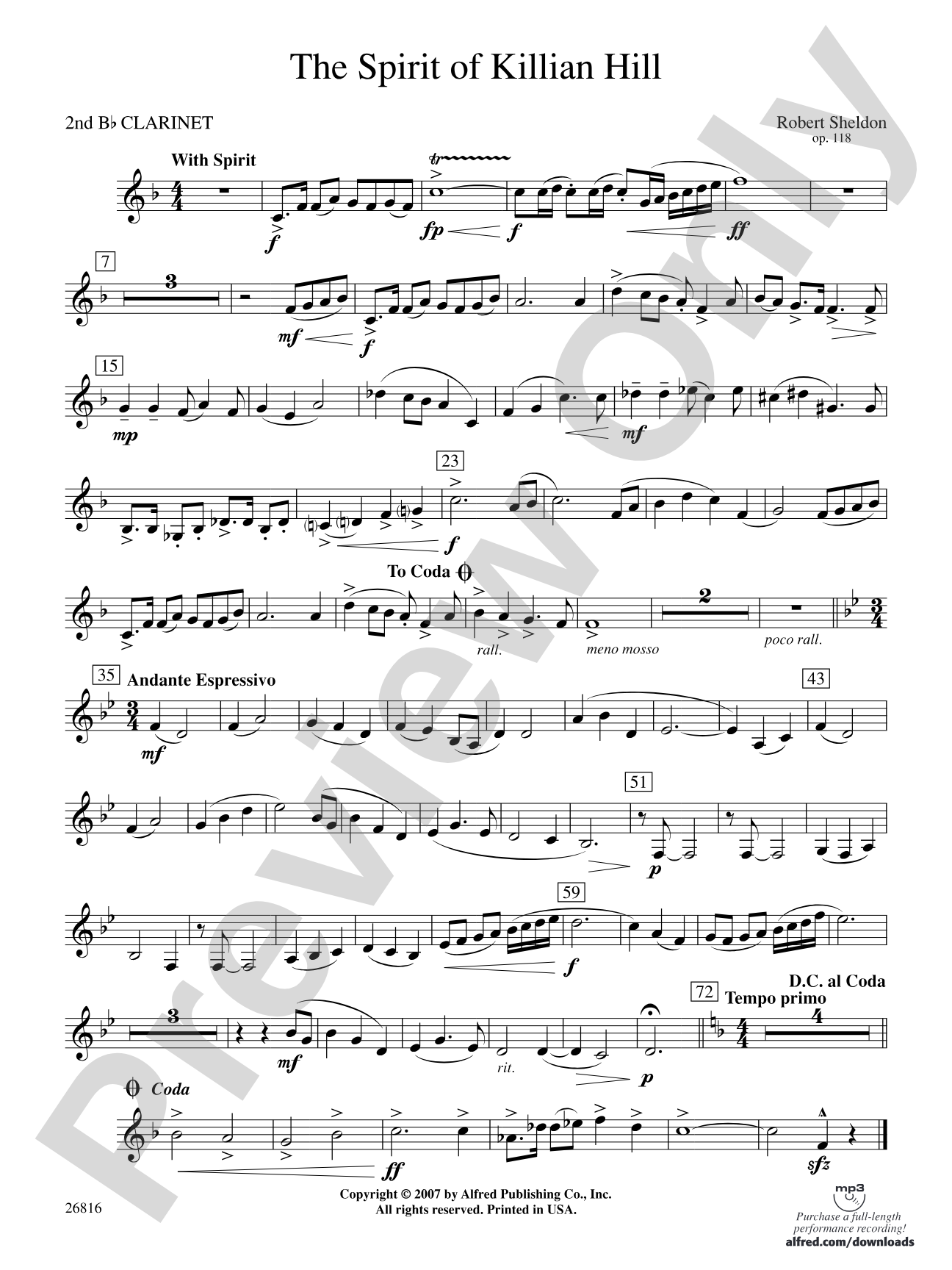 The Spirit of Killian Hill: 2nd B-flat Clarinet