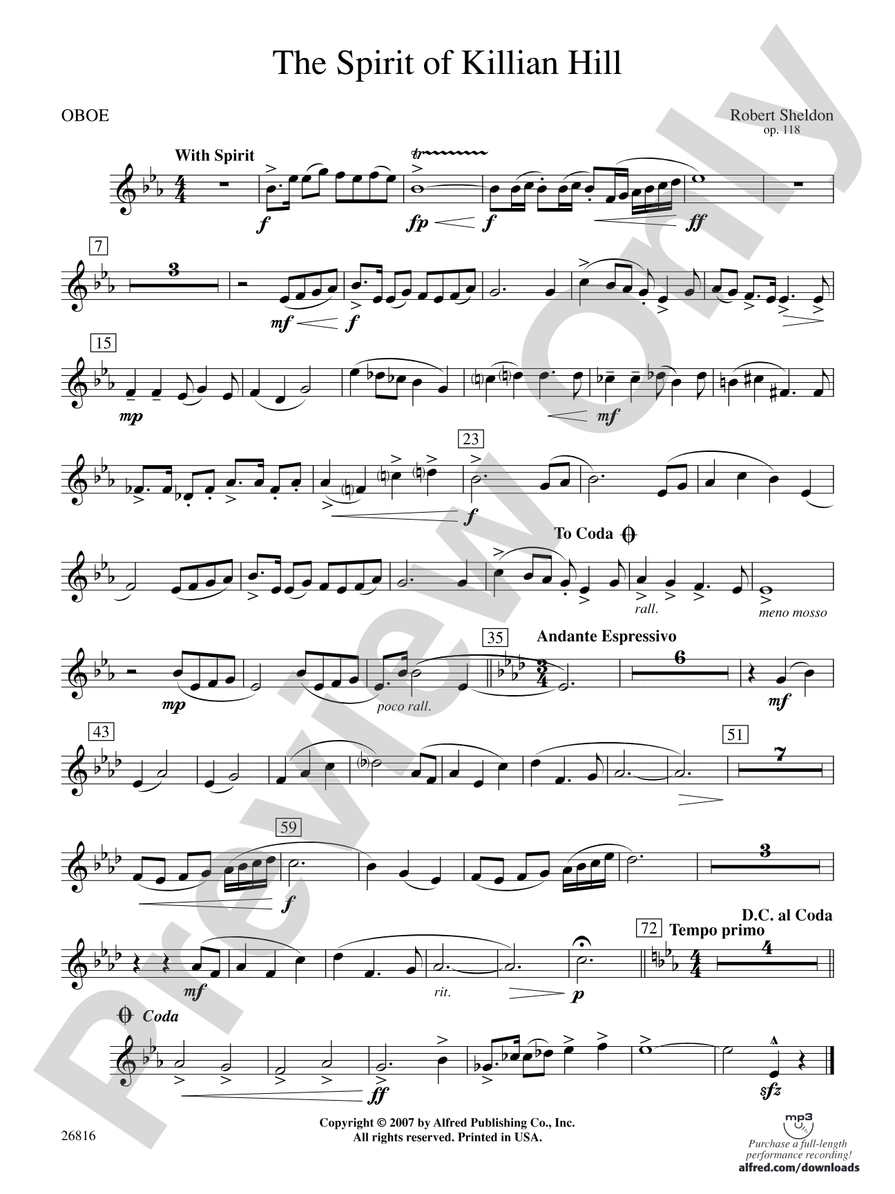 The Spirit of Killian Hill: Oboe