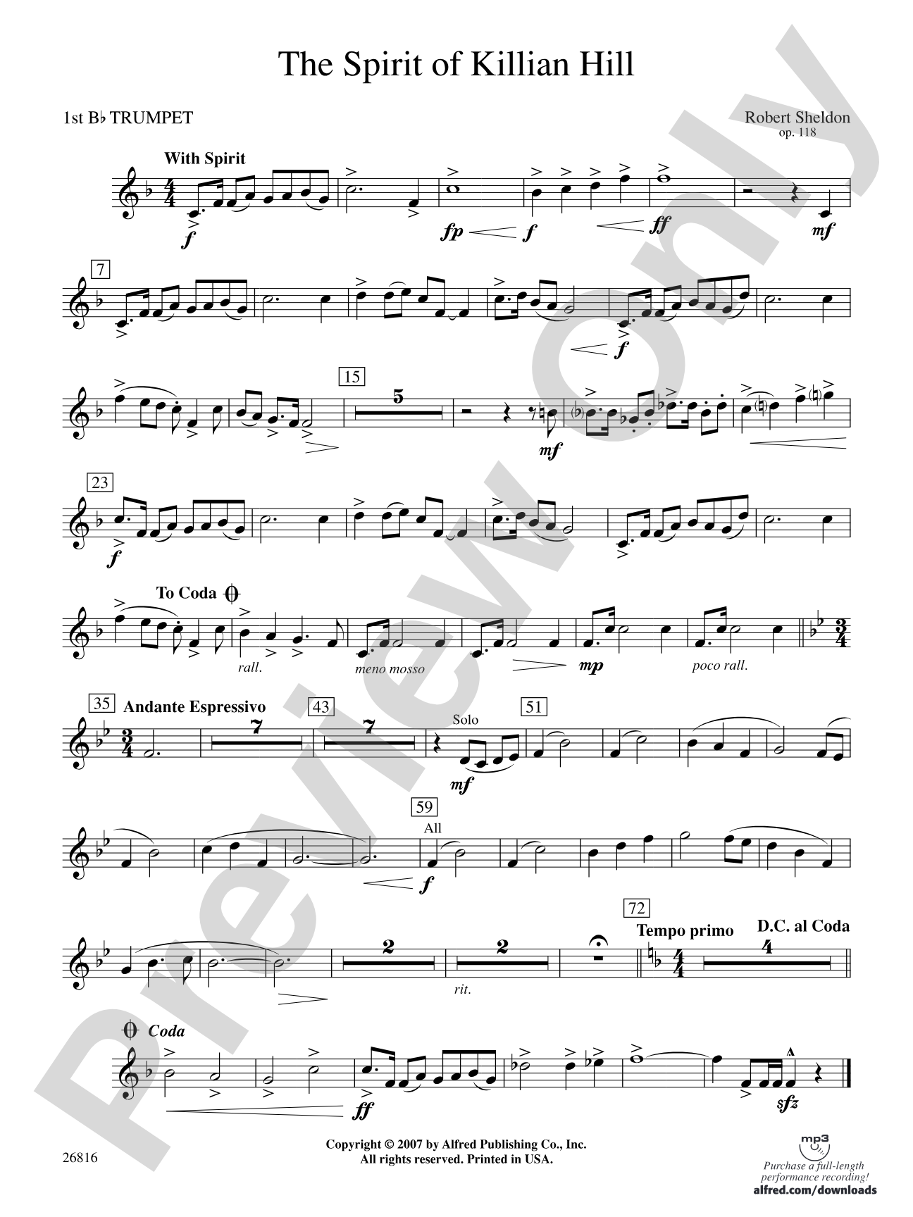 The Spirit of Killian Hill: 1st B-flat Trumpet