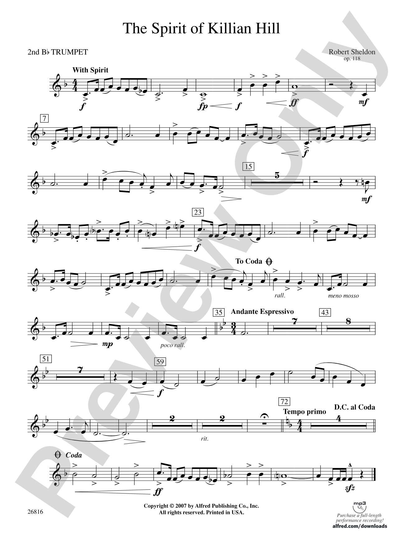 The Spirit of Killian Hill: 2nd B-flat Trumpet