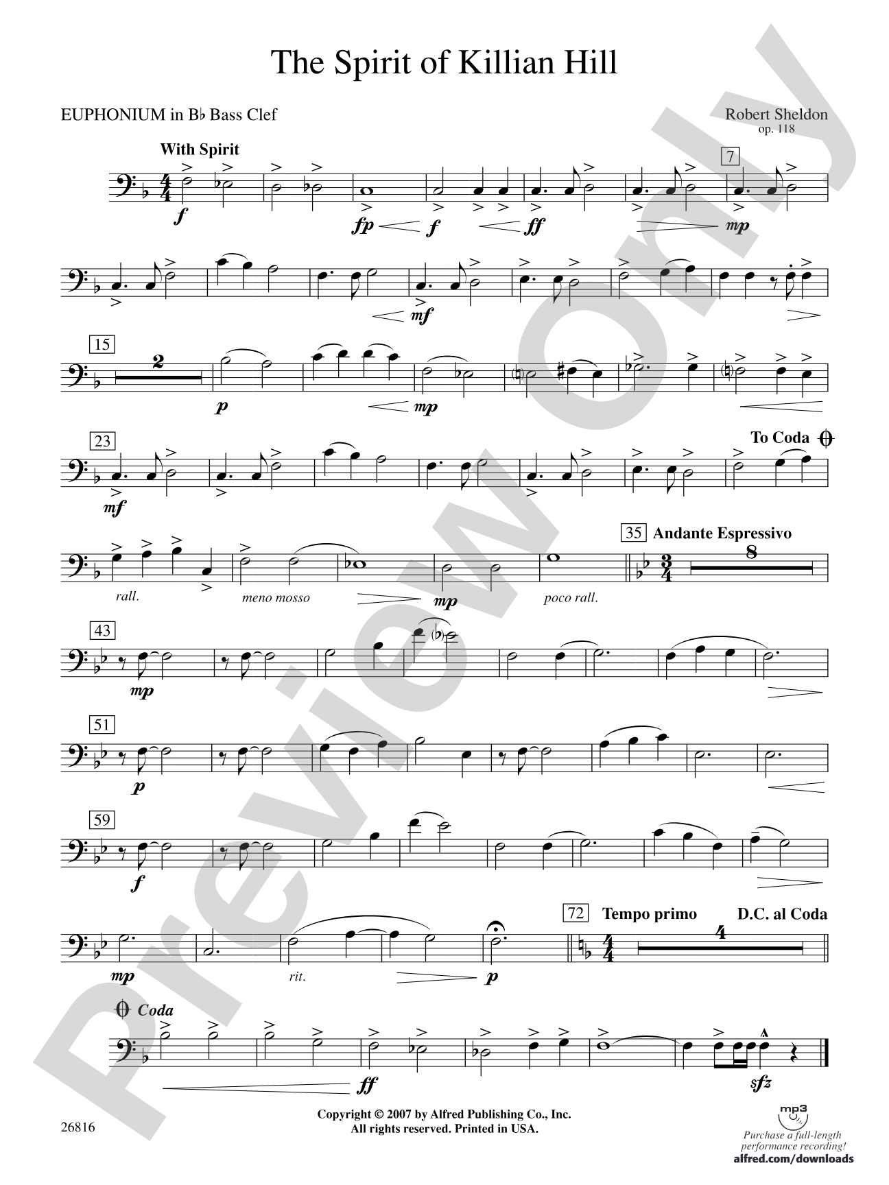 The Spirit of Killian Hill: (wp) B-flat Baritone B.C.