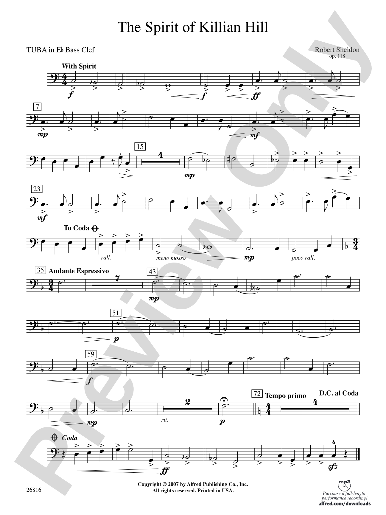 The Spirit of Killian Hill: (wp) E-flat Tuba B.C.