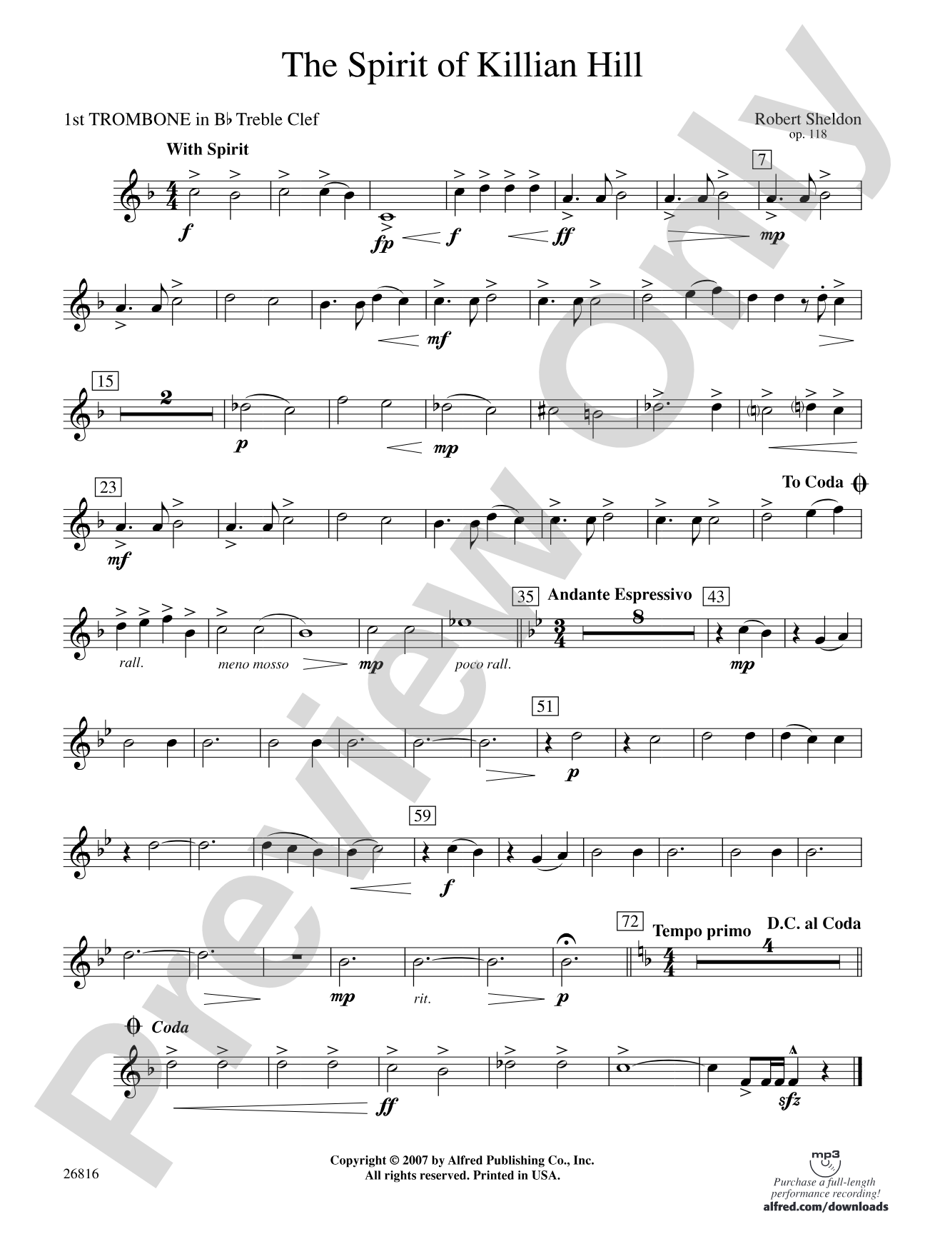 The Spirit of Killian Hill: (wp) 1st B-flat Trombone T.C.