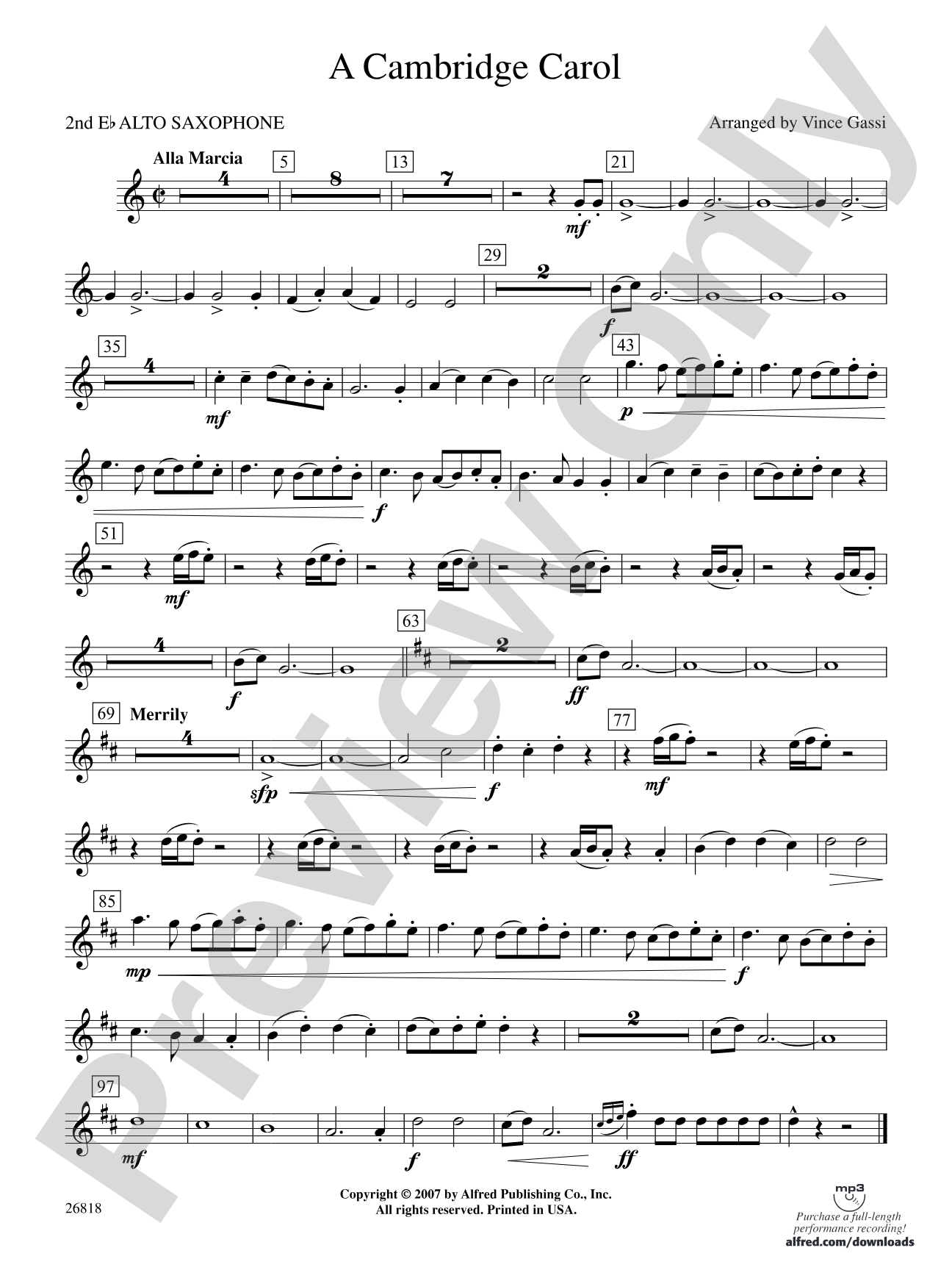 A Cambridge Carol: 2nd E-flat Alto Saxophone