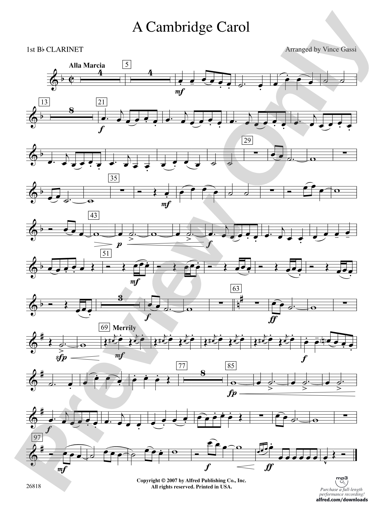 A Cambridge Carol: 1st B-flat Clarinet