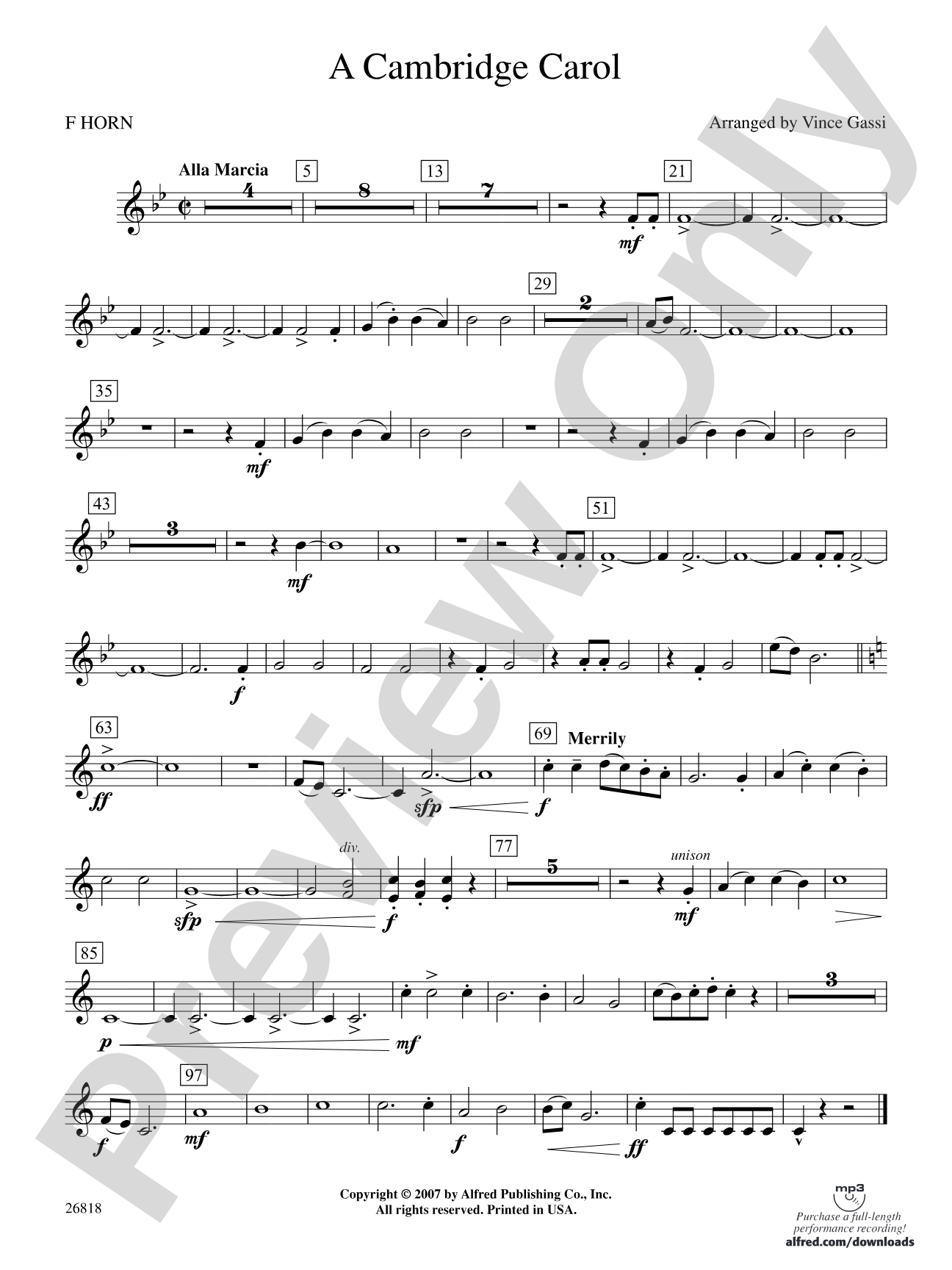A Cambridge Carol: 1st F Horn