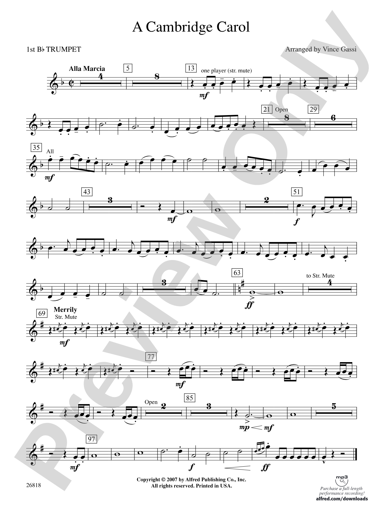 A Cambridge Carol: 1st B-flat Trumpet