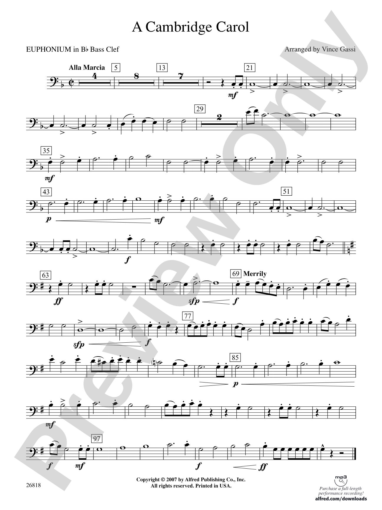 A Cambridge Carol: (wp) B-flat Baritone B.C.