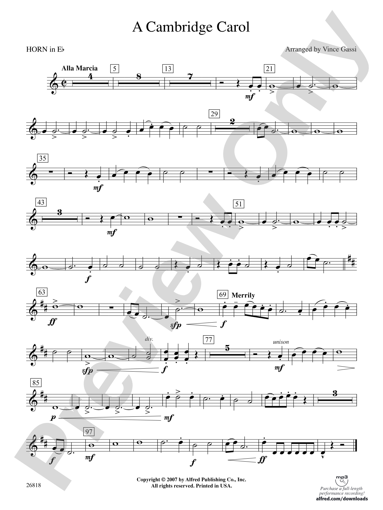 A Cambridge Carol: (wp) 1st Horn in E-flat