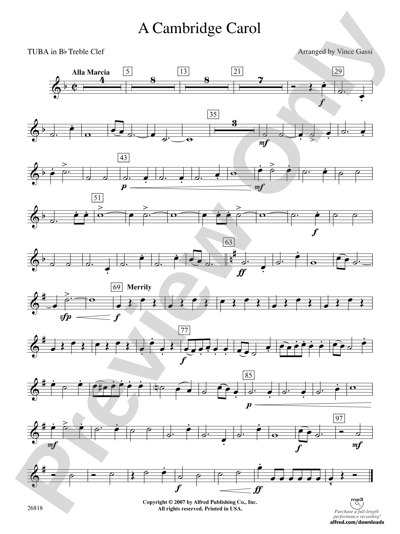 A Cambridge Carol: (wp) B-flat Tuba T.C.